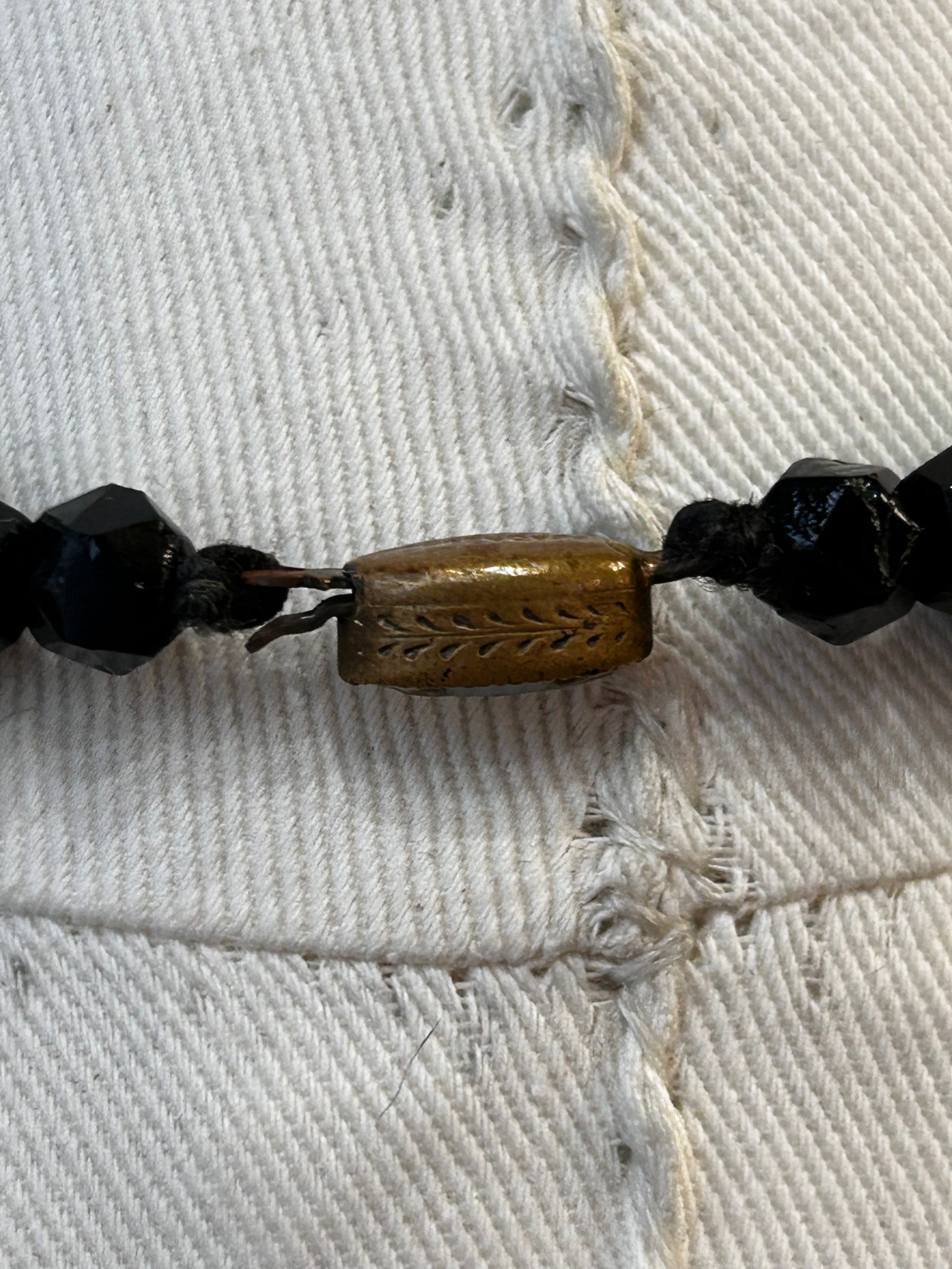 Black Faceted Bead Art Deco Necklace