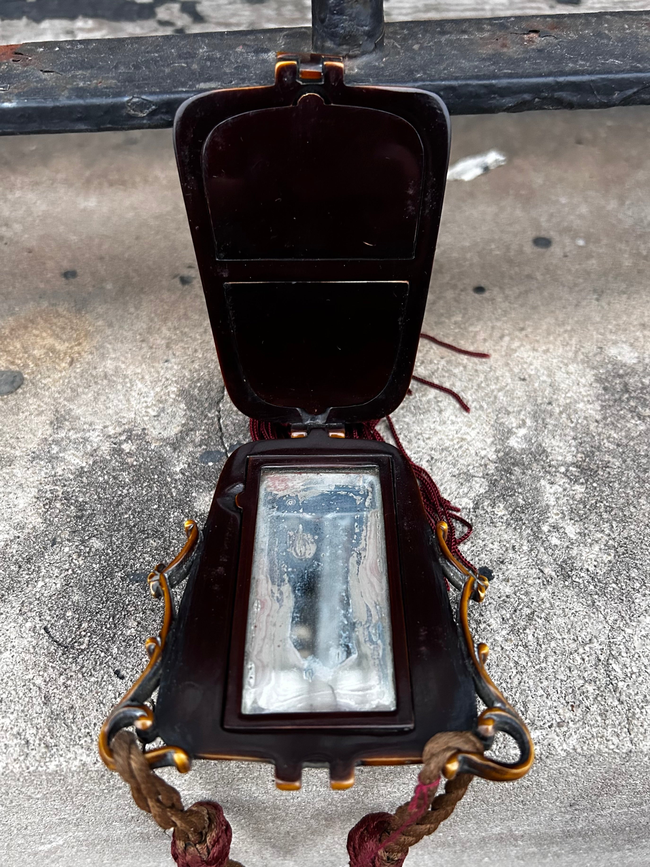 1920’s Carved Celluloid Compact w/Lipstick