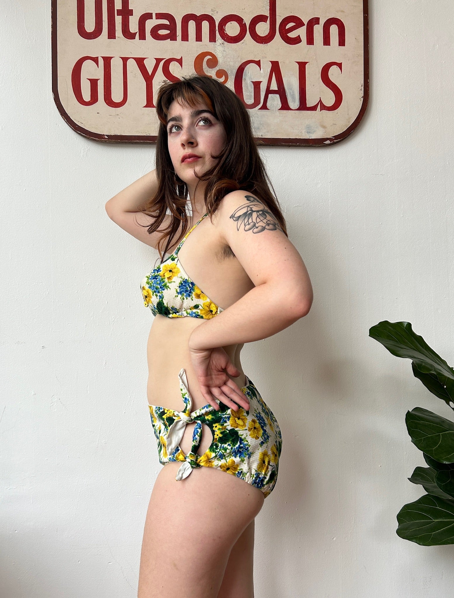 50’s Blue, Green, & Yellow Floral Bikini