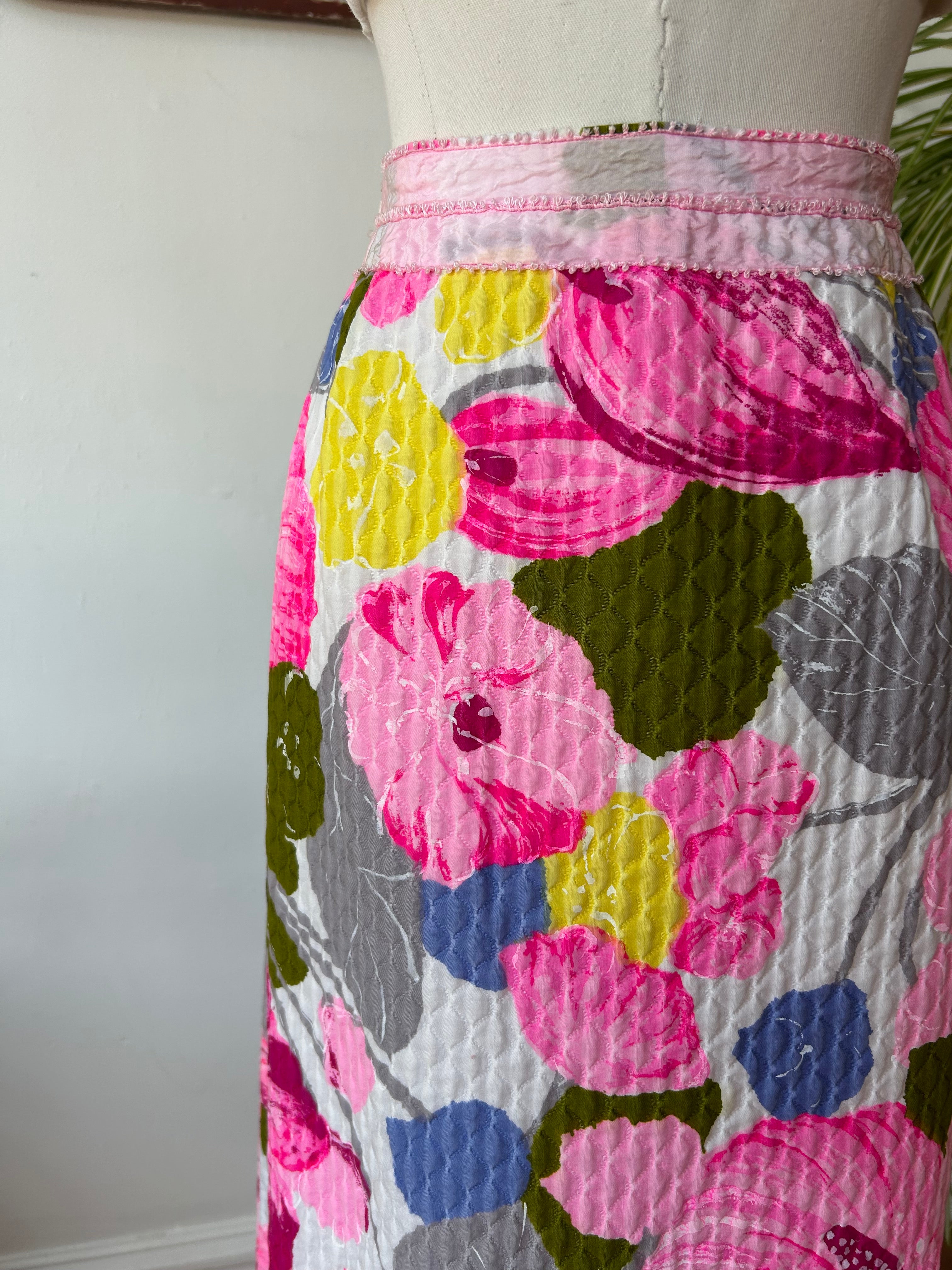 60’s Vibrant Pink Quilted Maxi