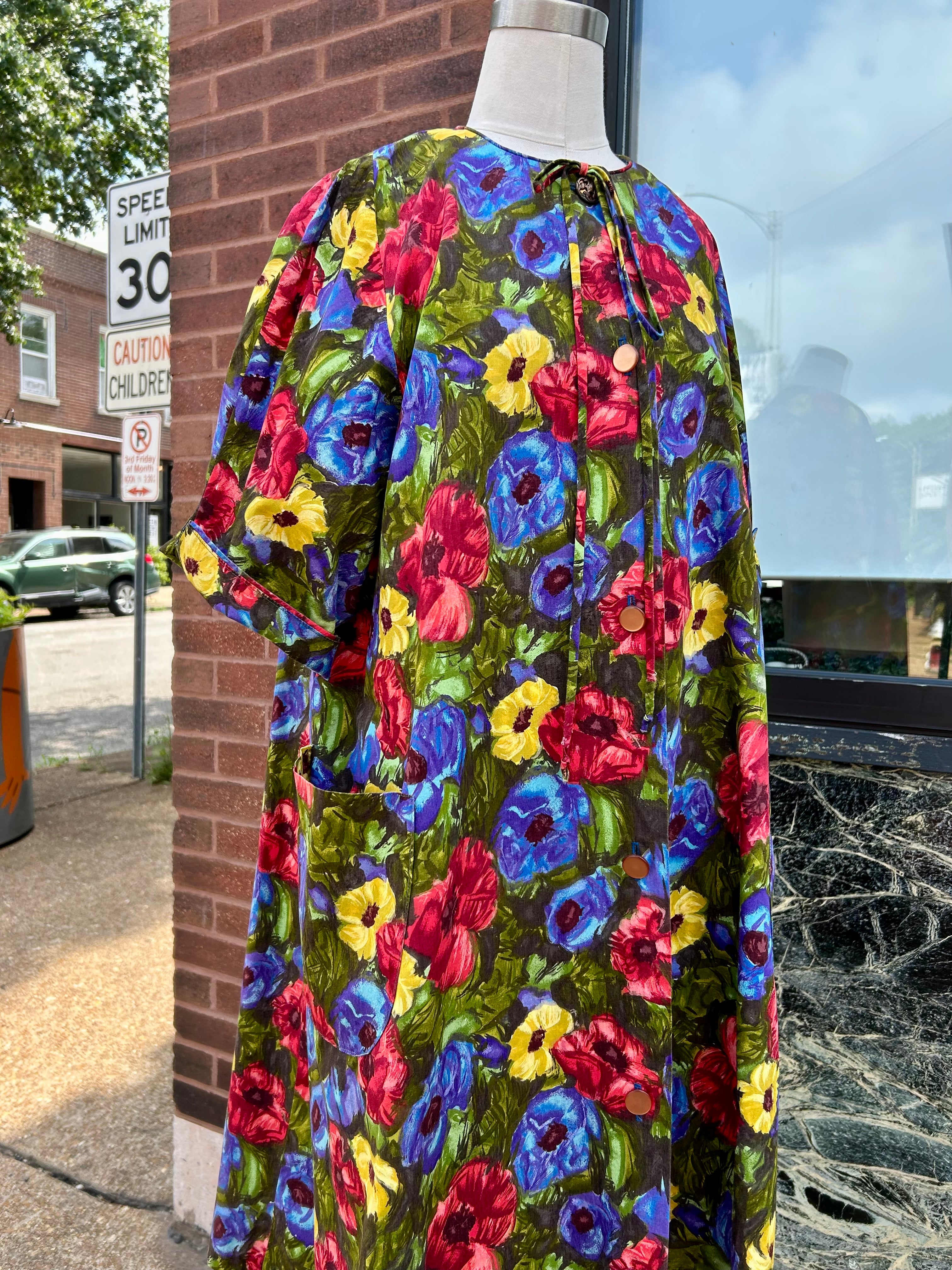Colorful Floral Swing Smock Dress