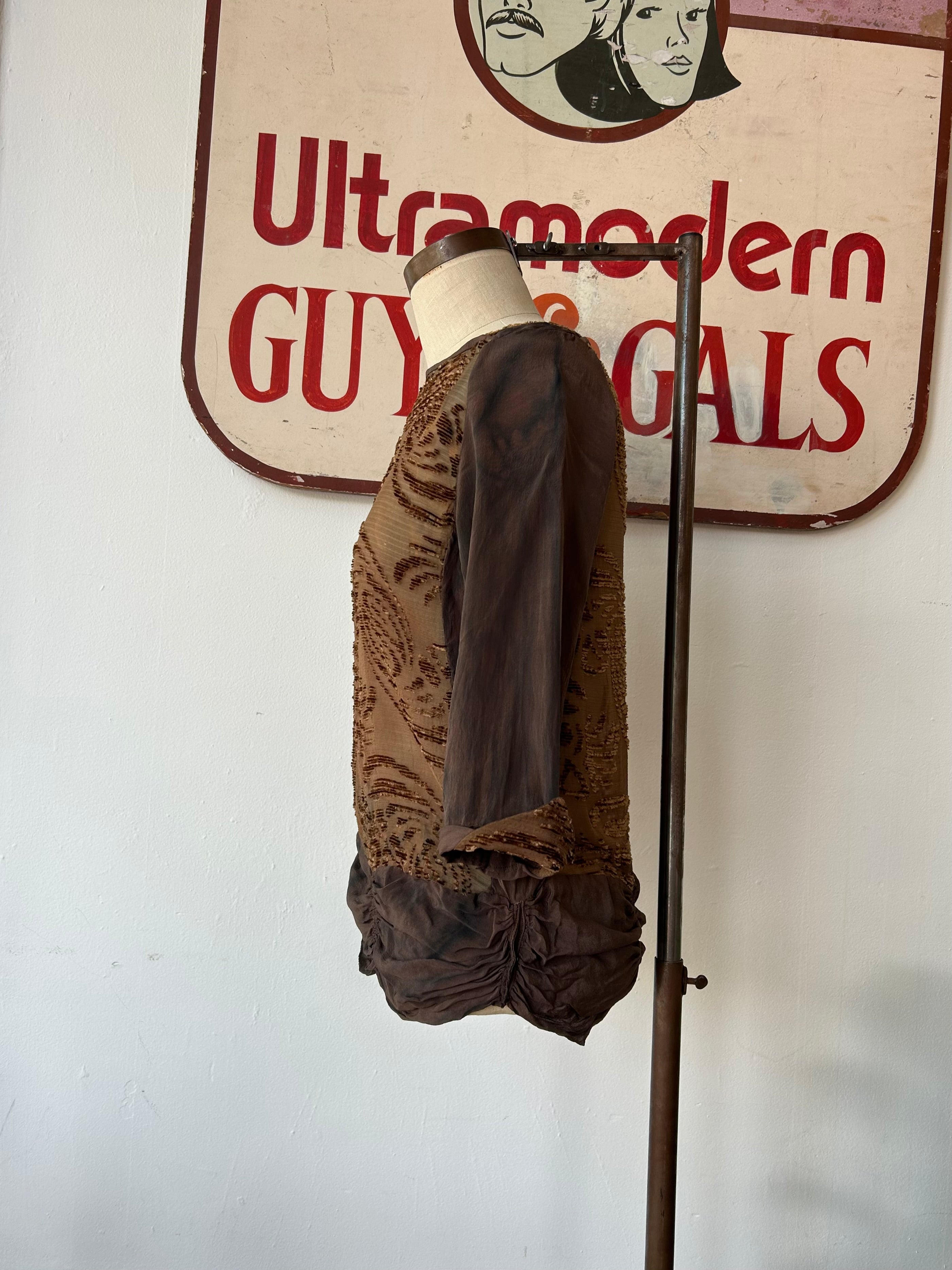 1920’s Brown Flocked Blouse