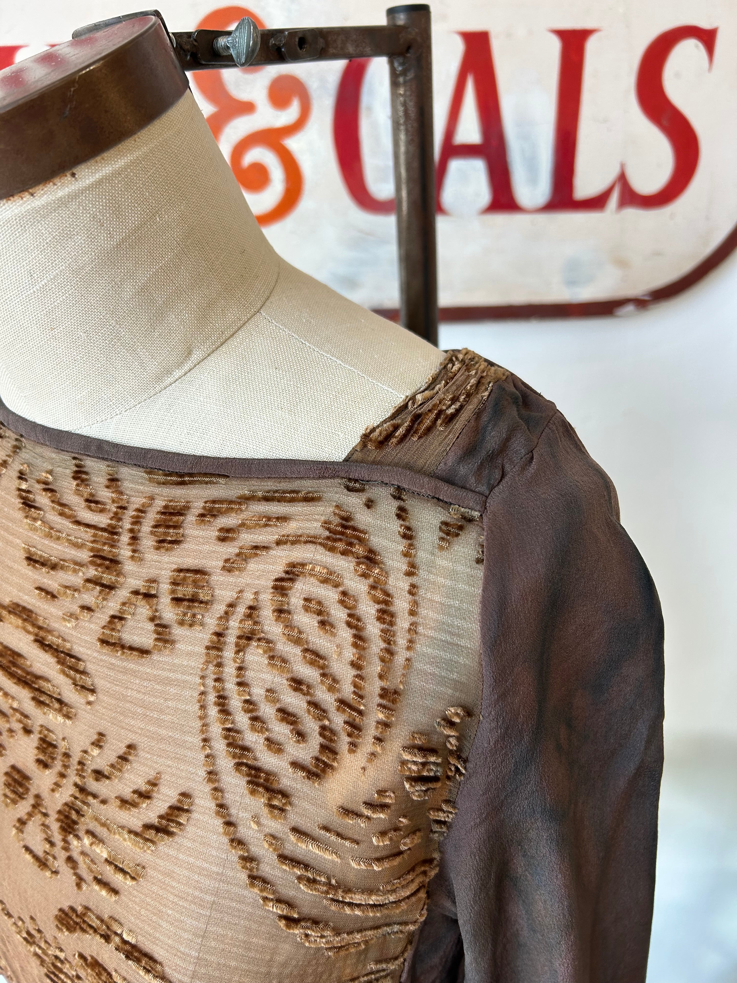 1920’s Brown Flocked Blouse