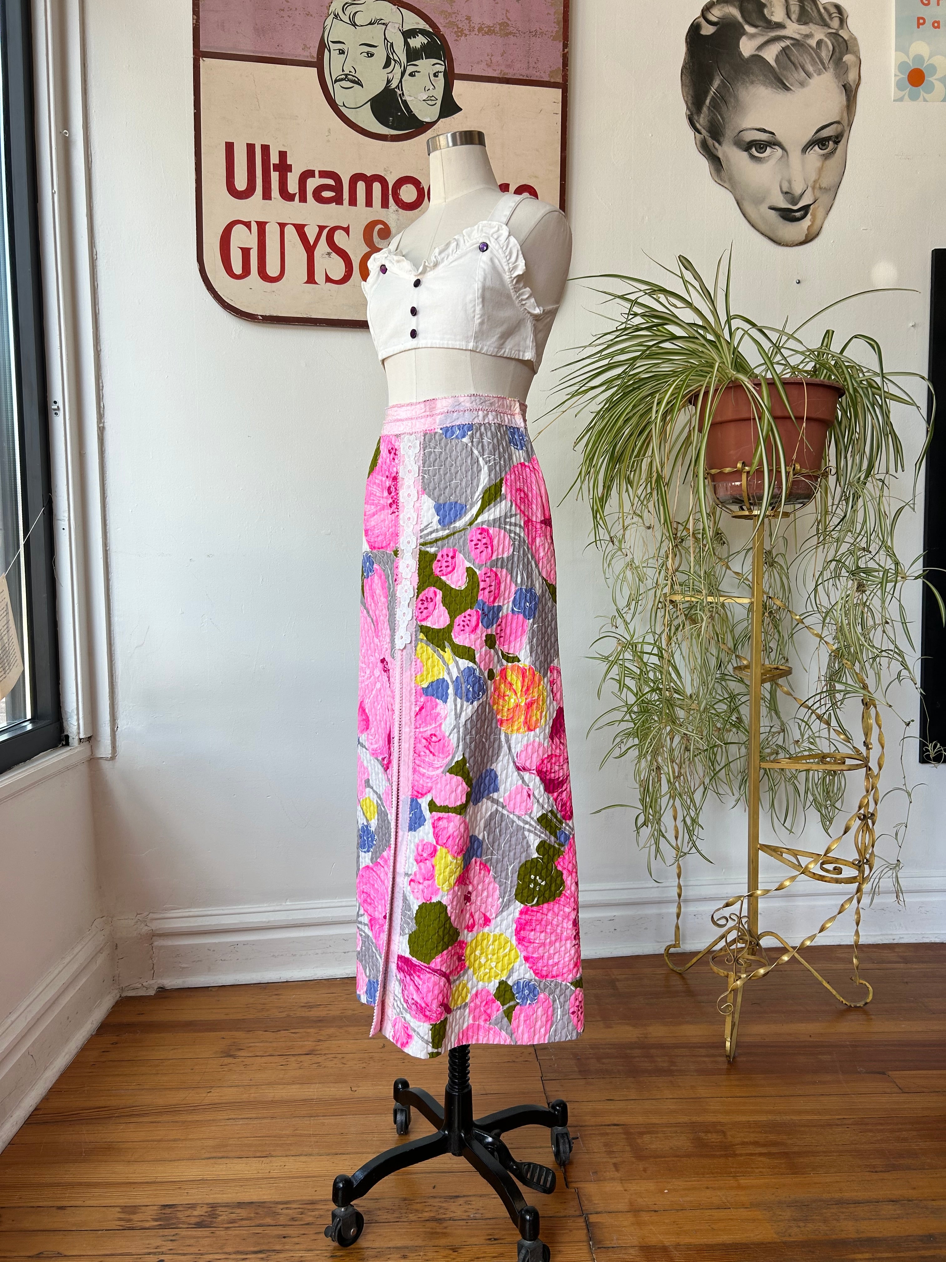 60’s Vibrant Pink Quilted Maxi