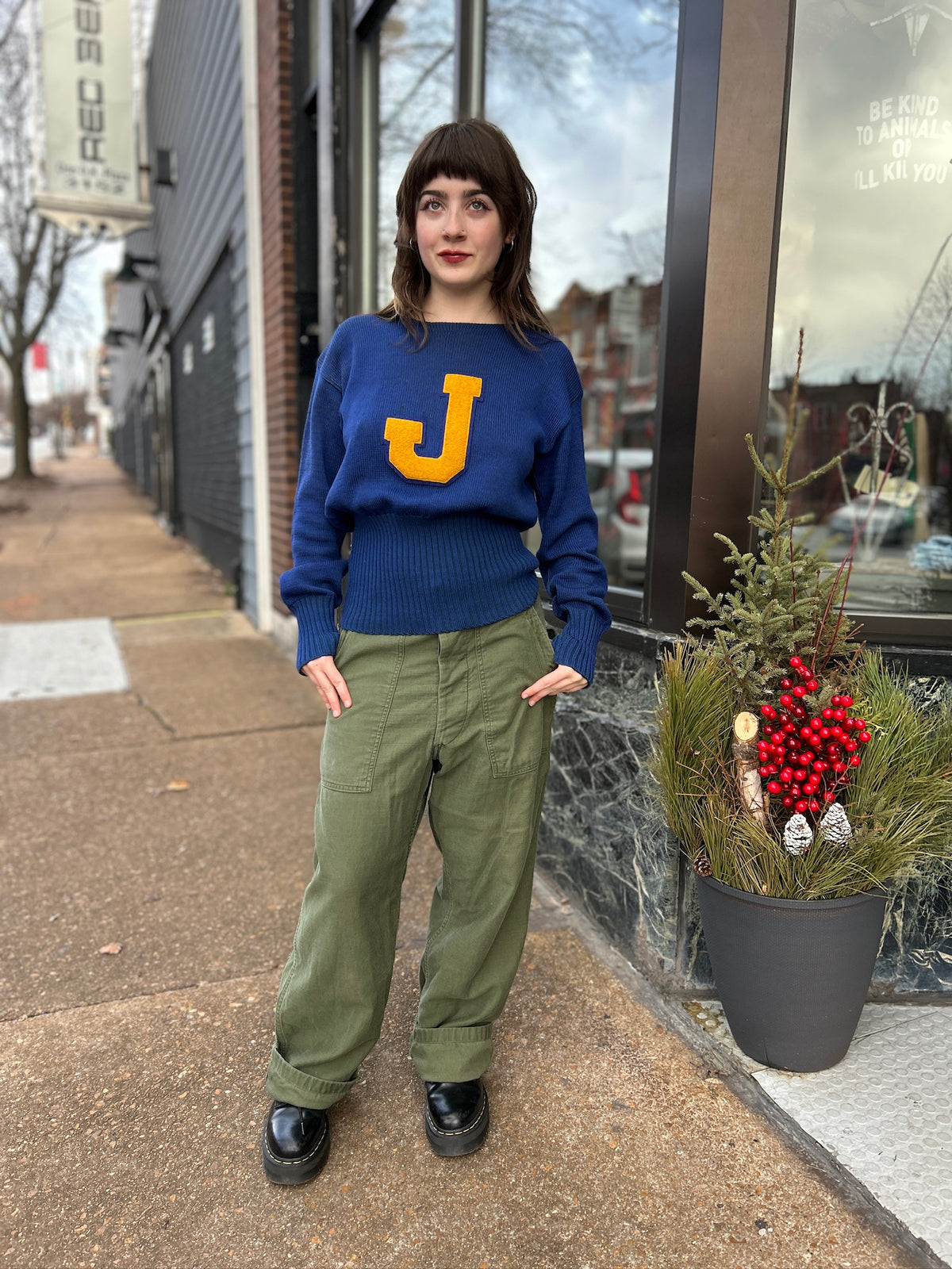 1940’s Blue Varsity Pullover Sweater