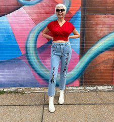 Cute Denim w/Open Lace up