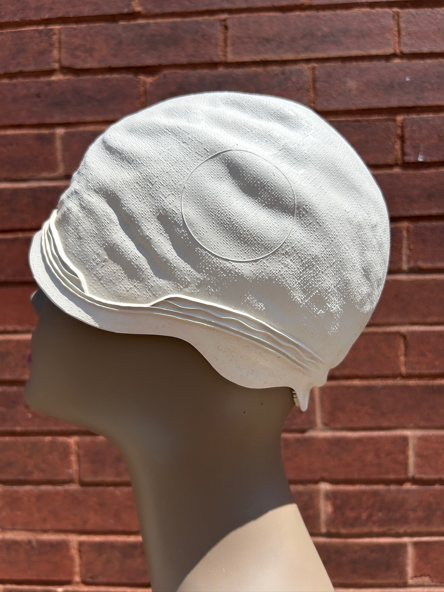 Off White Textured Swim Cap