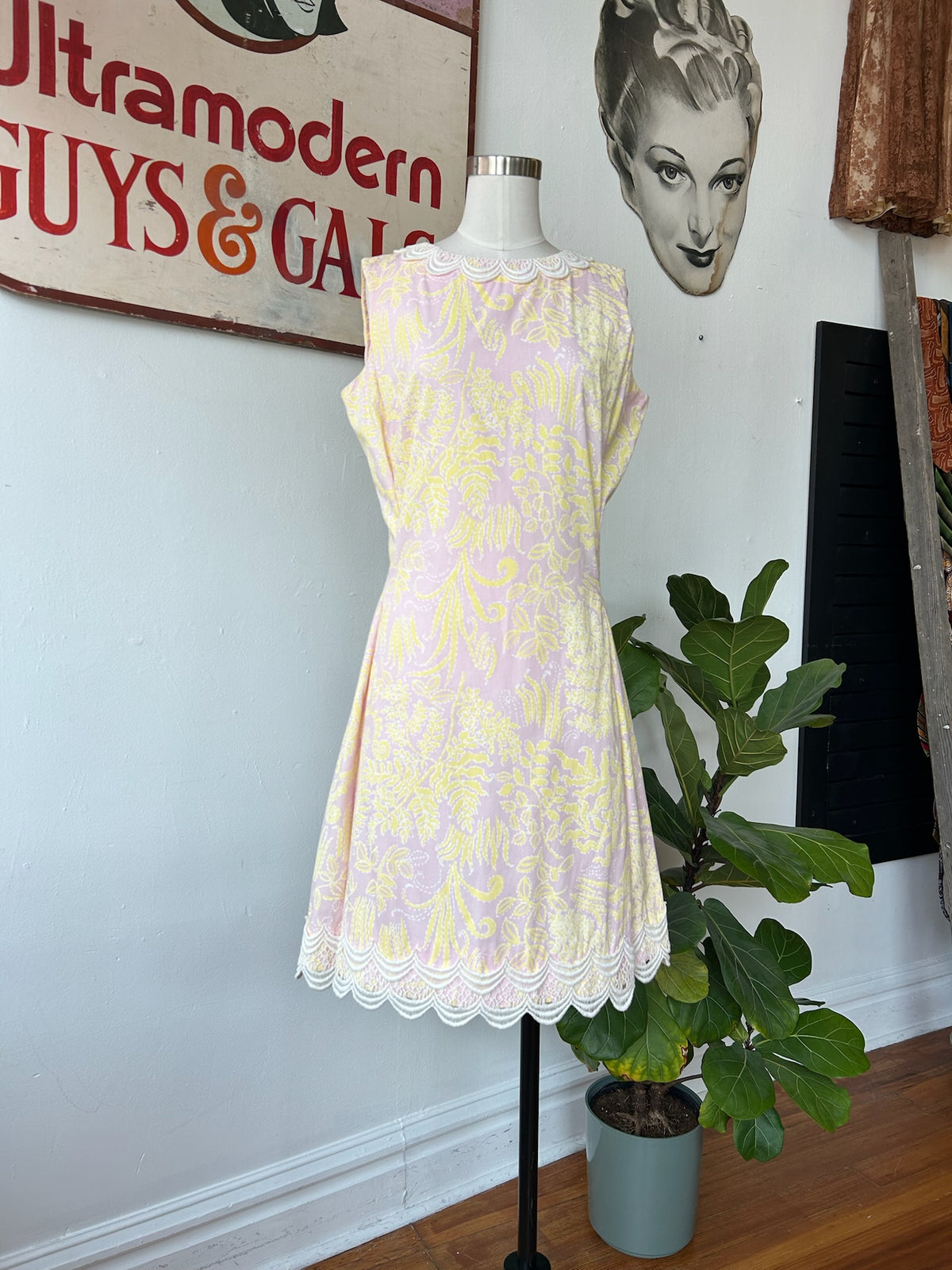 Pretty Pink & Bright Yellow Floral Print Lilly Pulitzer Shift Dress