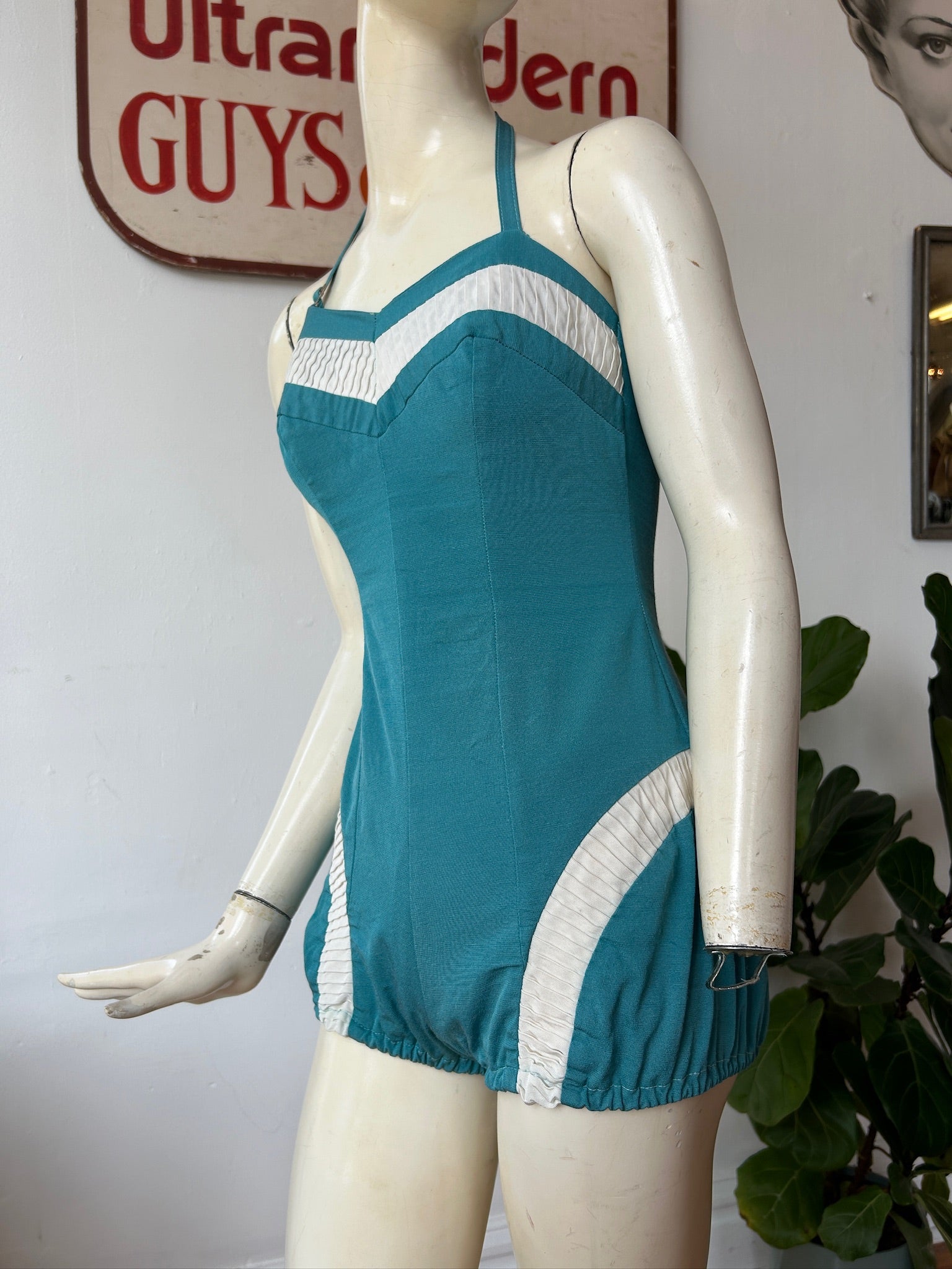 Turquoises & White Swimsuit