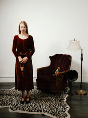 1930’s Burnt Orange Velvet Dress