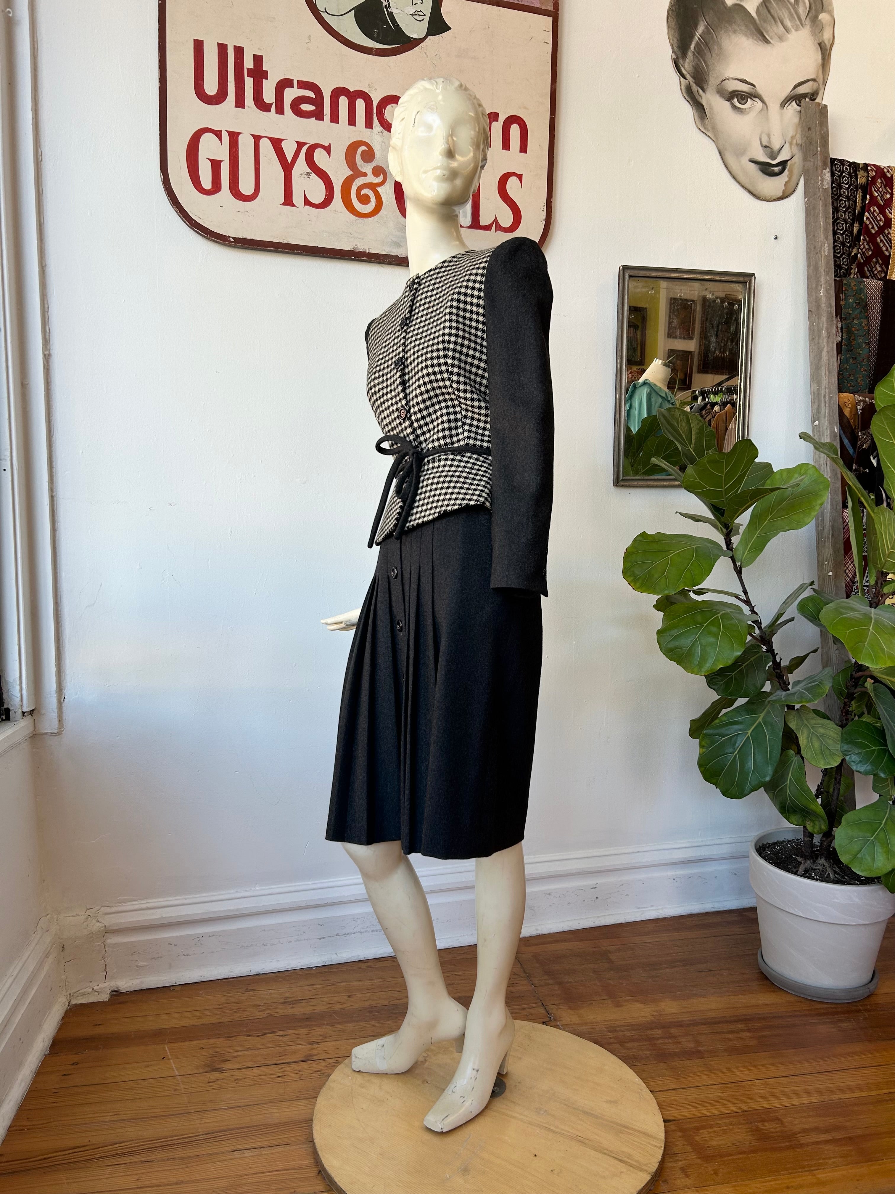 1980’s Valentino Boutique Houndstooth Print Suit
