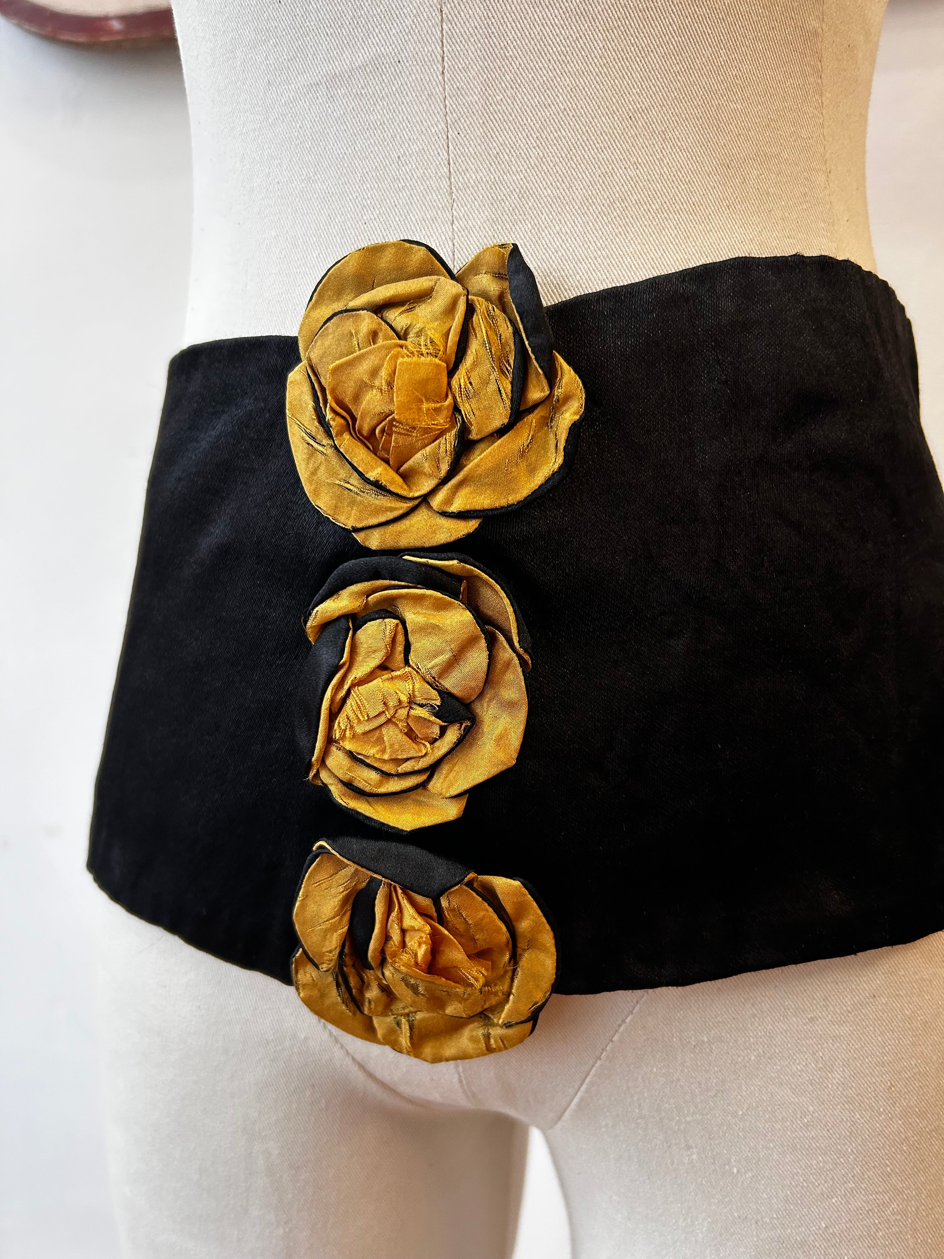 Black Sash w/Gold & Black Rosettes
