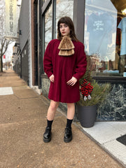 Deep Red Coat w/Fur Scarf