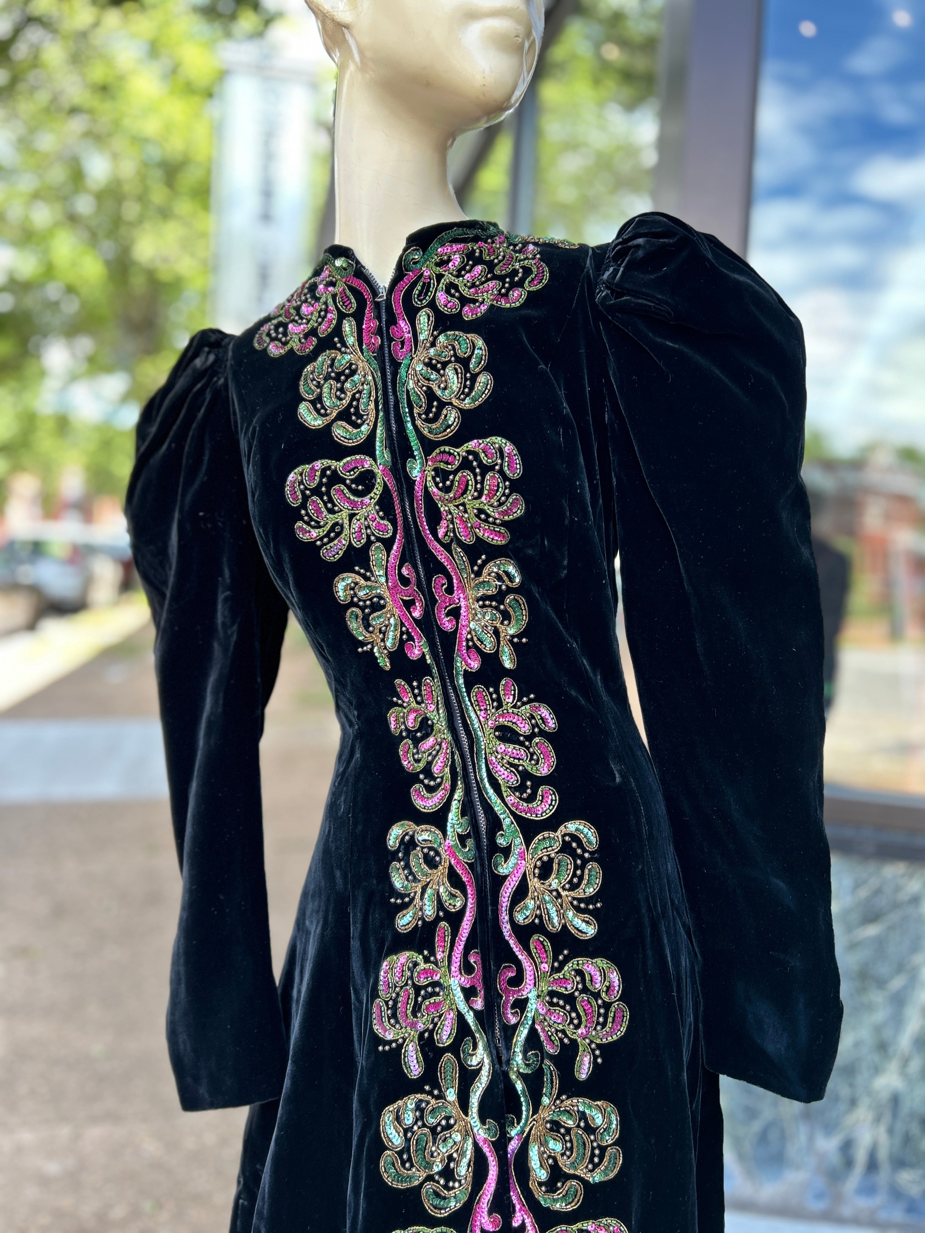 1930’s Black Velvet & Sequin Opera Coat
