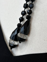 Black Faceted Bead Art Deco Necklace