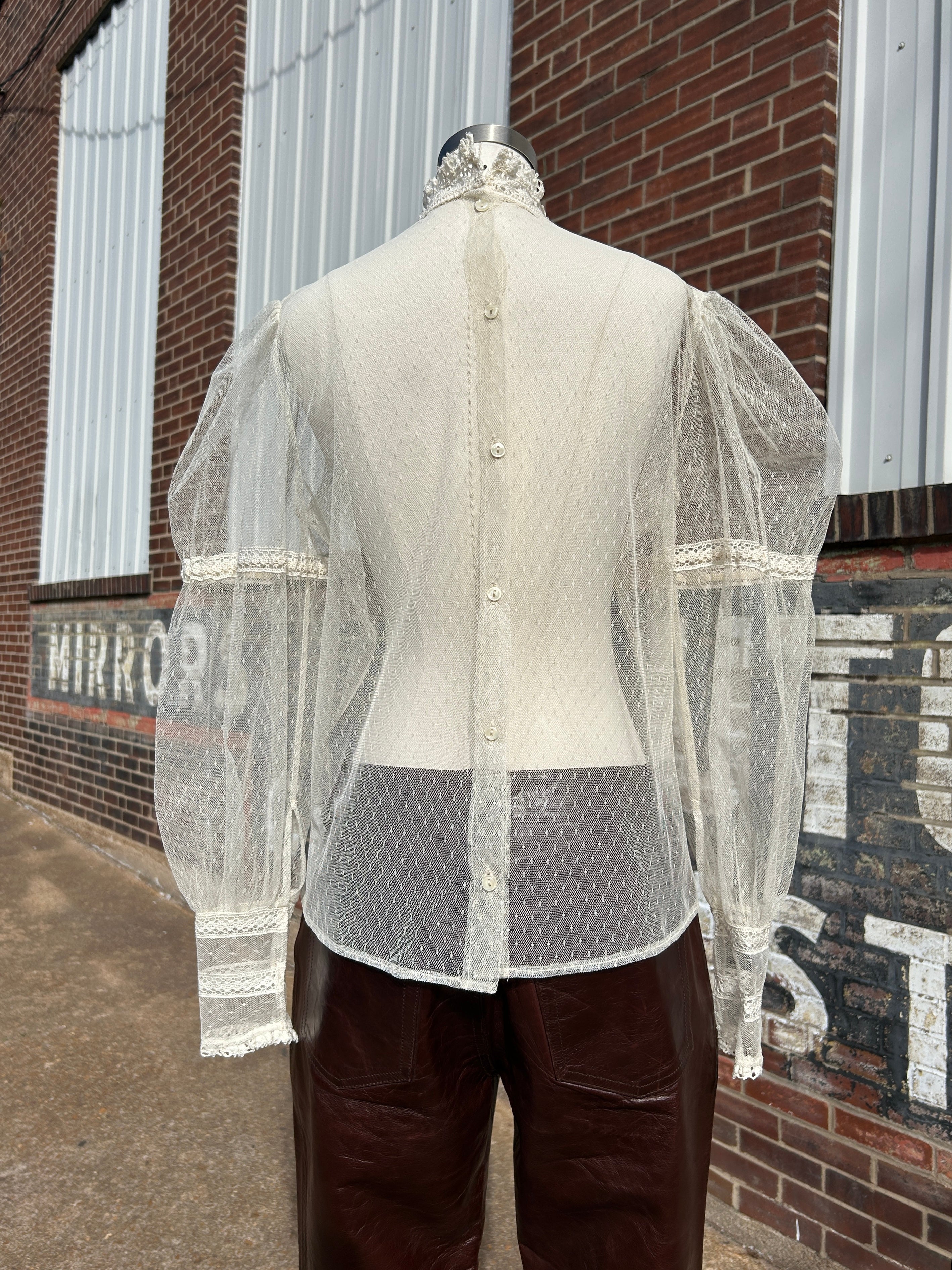 Romantic Sheer Mesh & Lace Blouse
