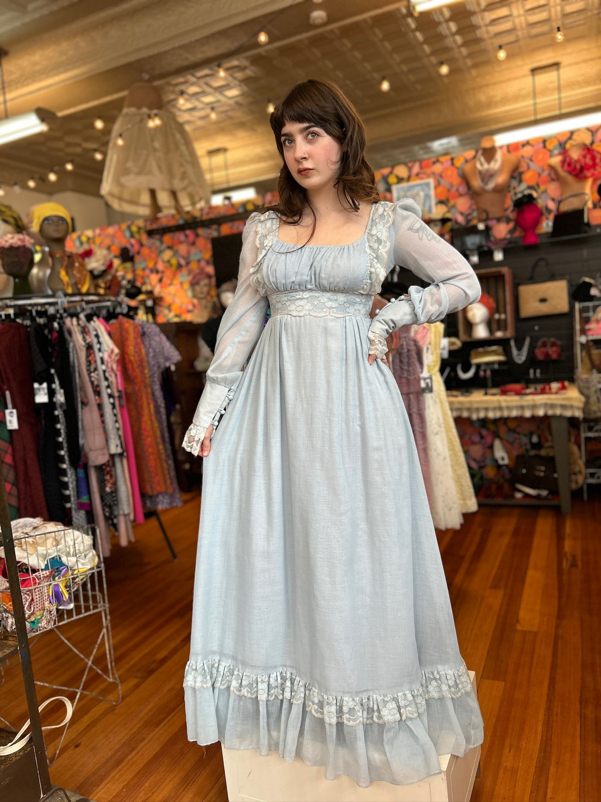 1970’s Pale Blue Gunne Sax Maxi Dress