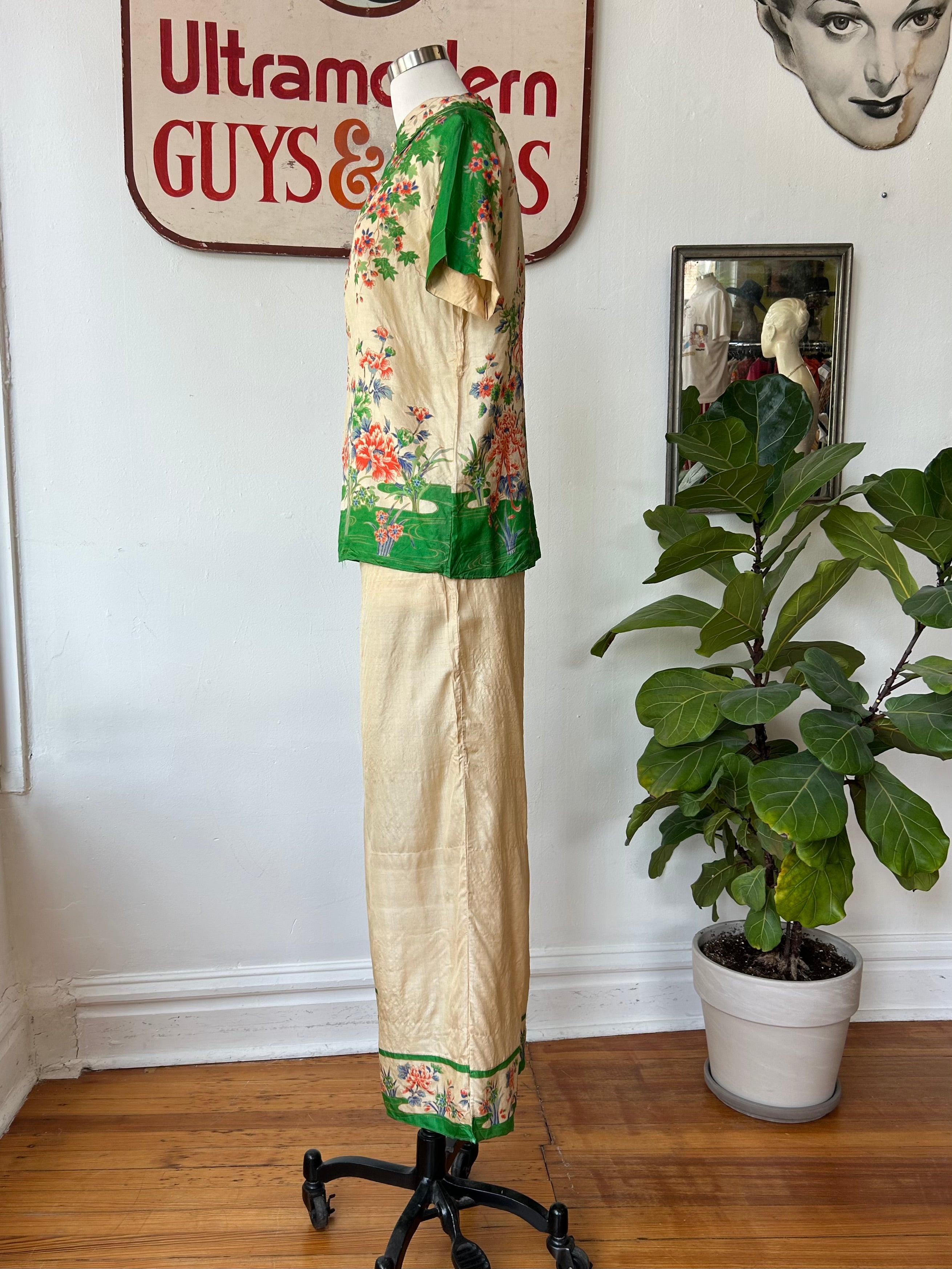1920’s Silk Pongee Pajama Set