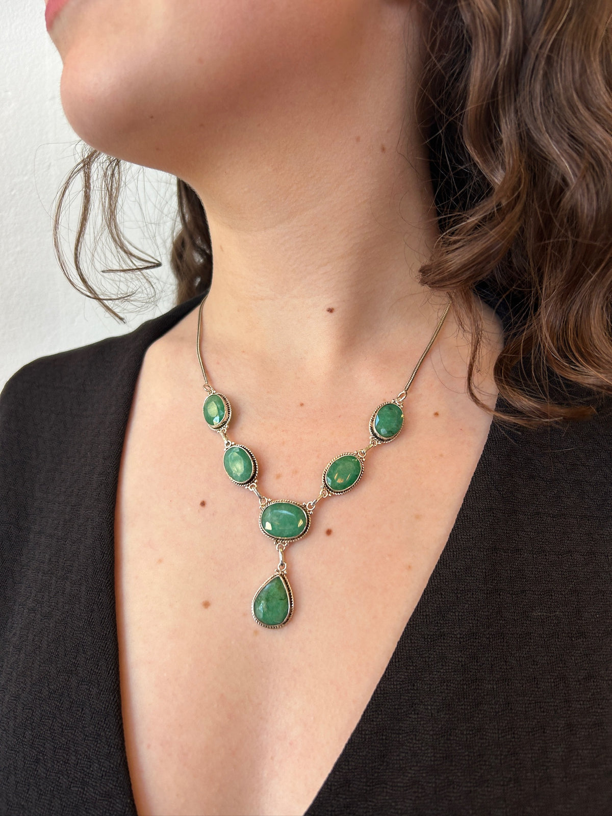 Stauer Green Stone Sterling Necklace