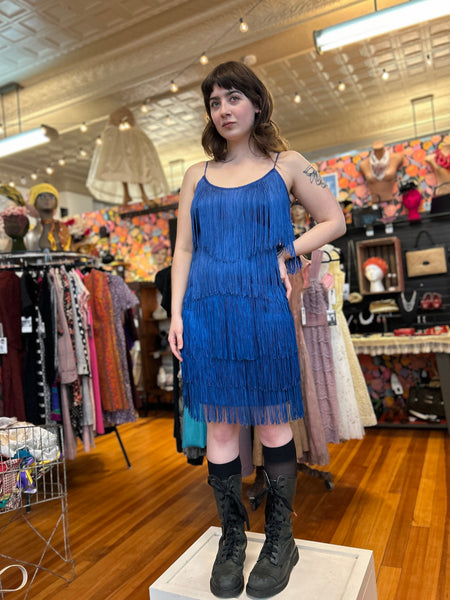 Blue Fringed Flapper Style Dress