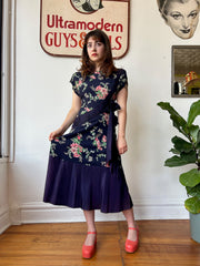 Navy Floral Print Dress