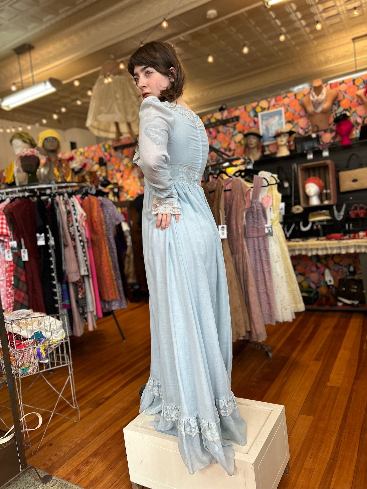 1970’s Pale Blue Gunne Sax Maxi Dress