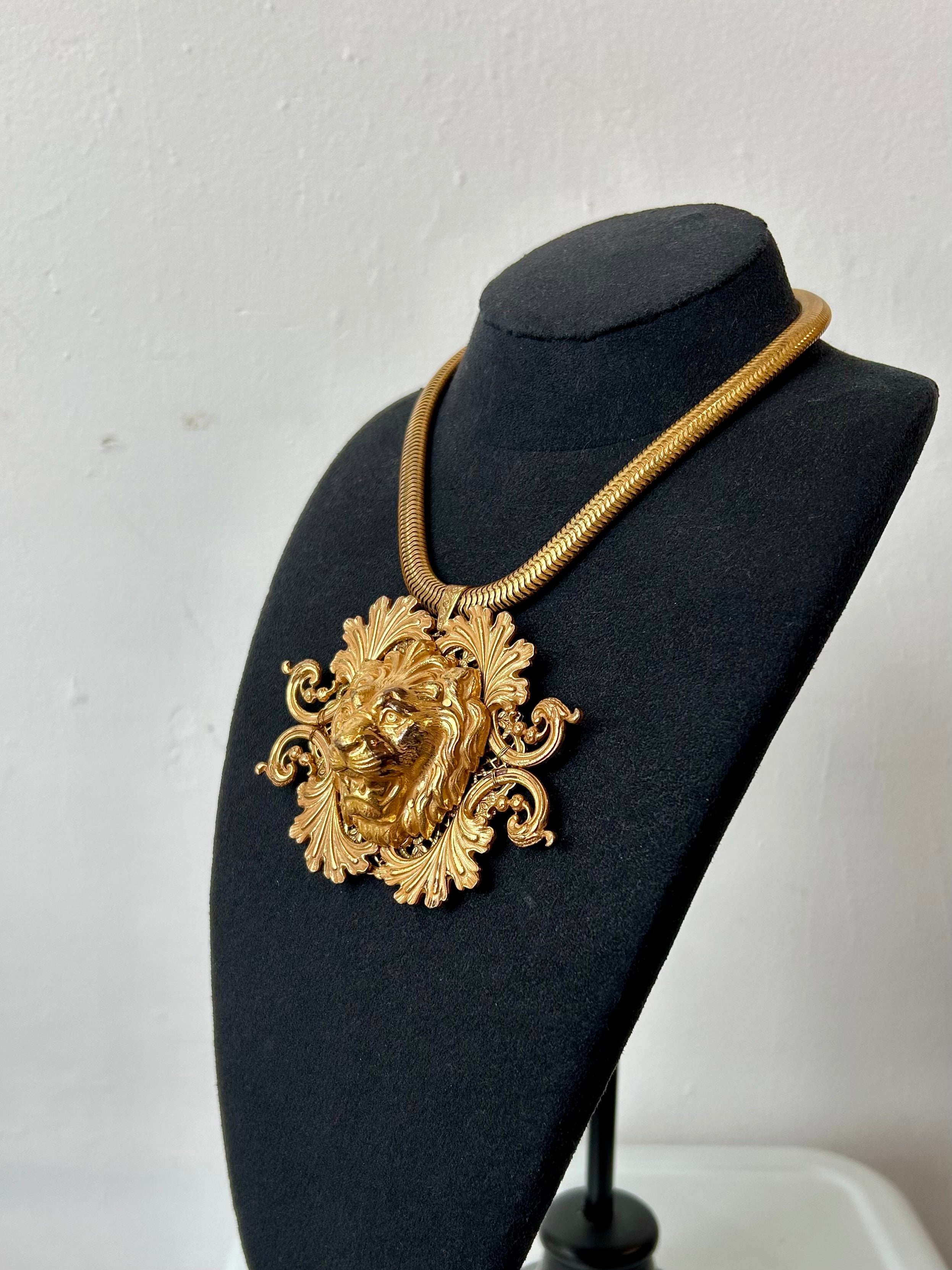 Miriam Haskell Large Lion Pendant Necklace