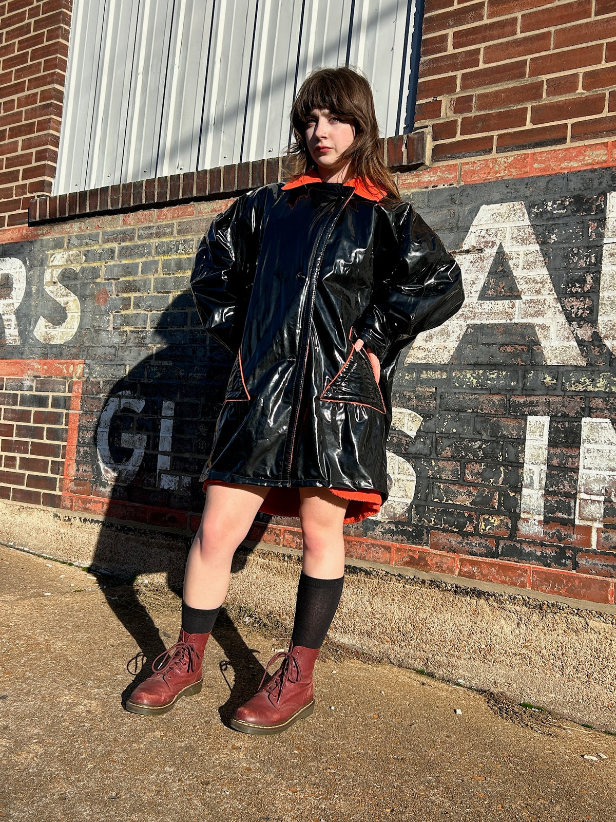 80’s Black Vinyl and Orange Coat