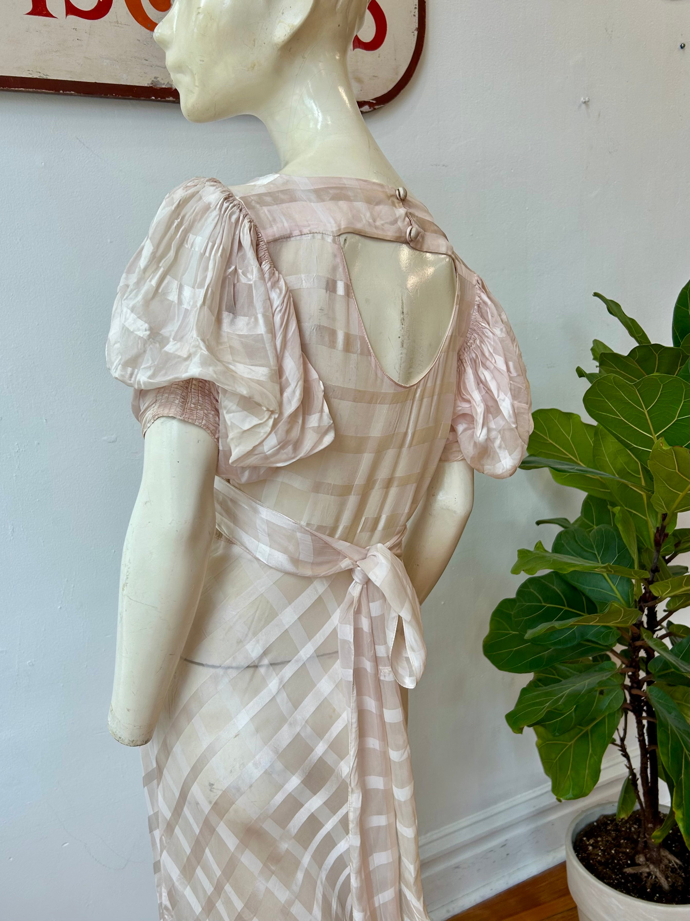 Amazing 1930’s Puff Sleeve Slip Dress
