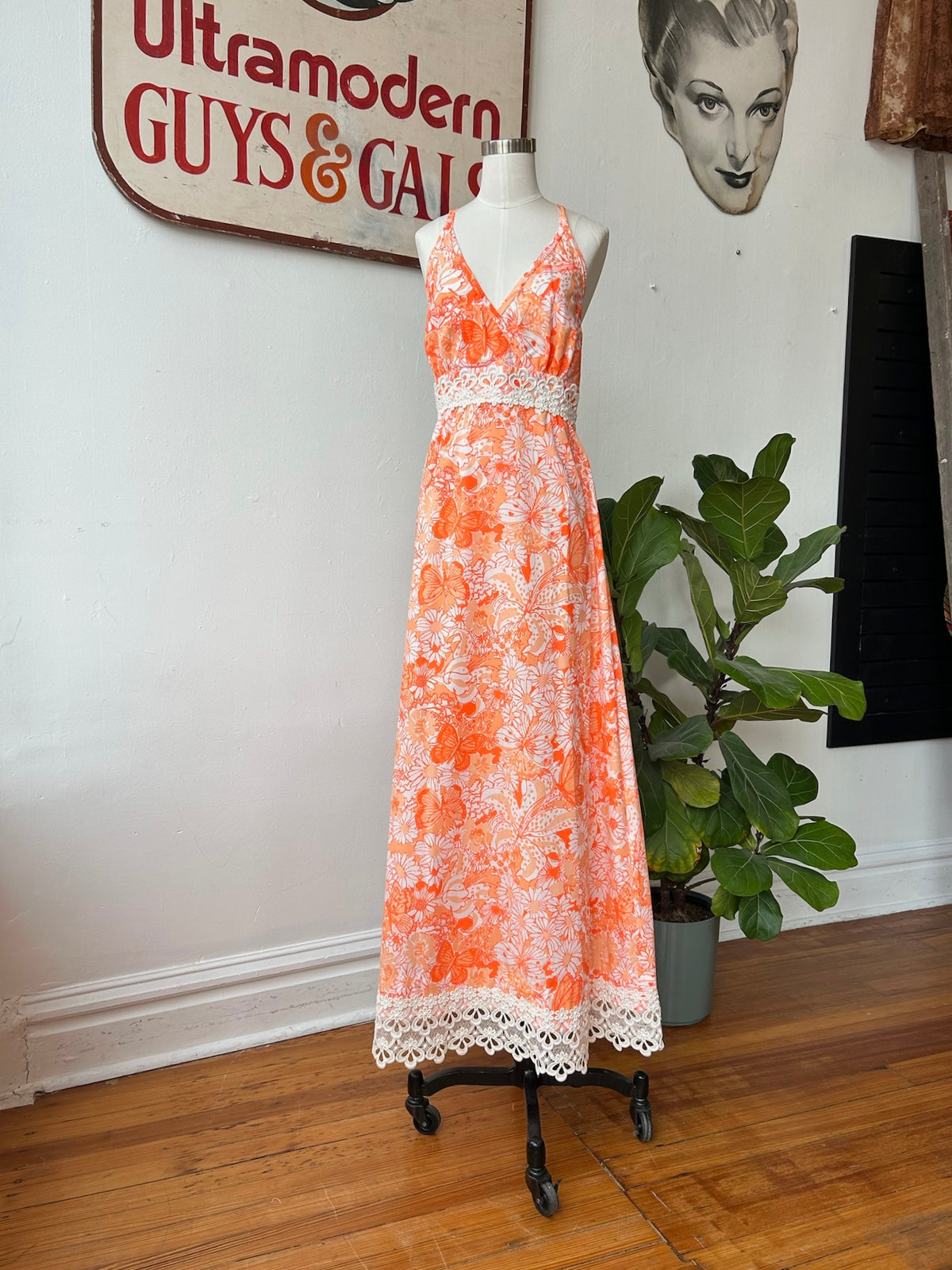 Shades of Orange Floral & Butterfly Print Lilly Pulitzer Dress