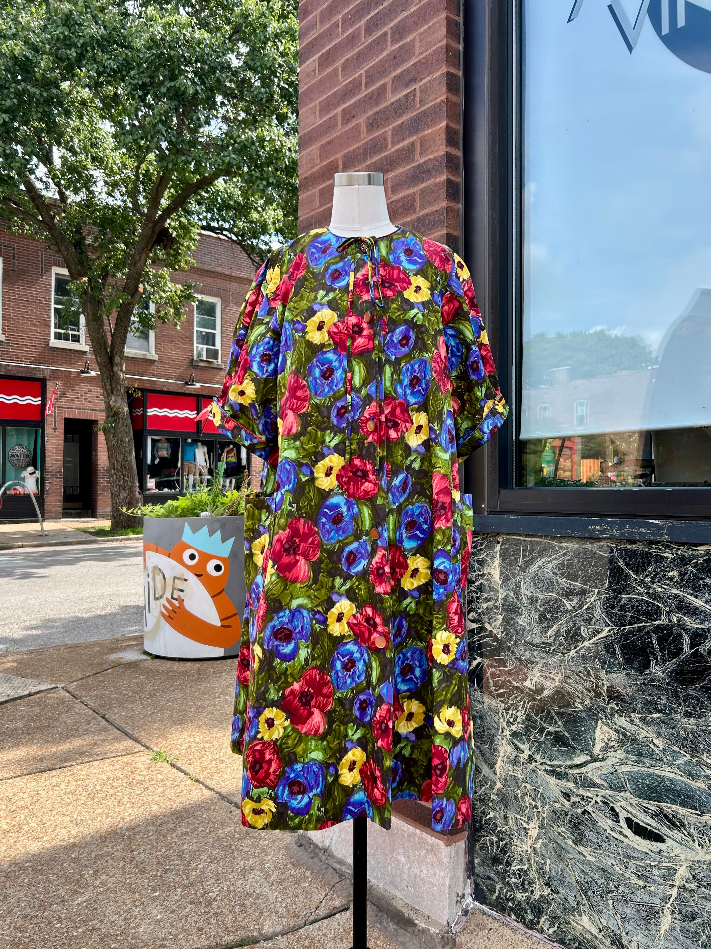 Colorful Floral Swing Smock Dress
