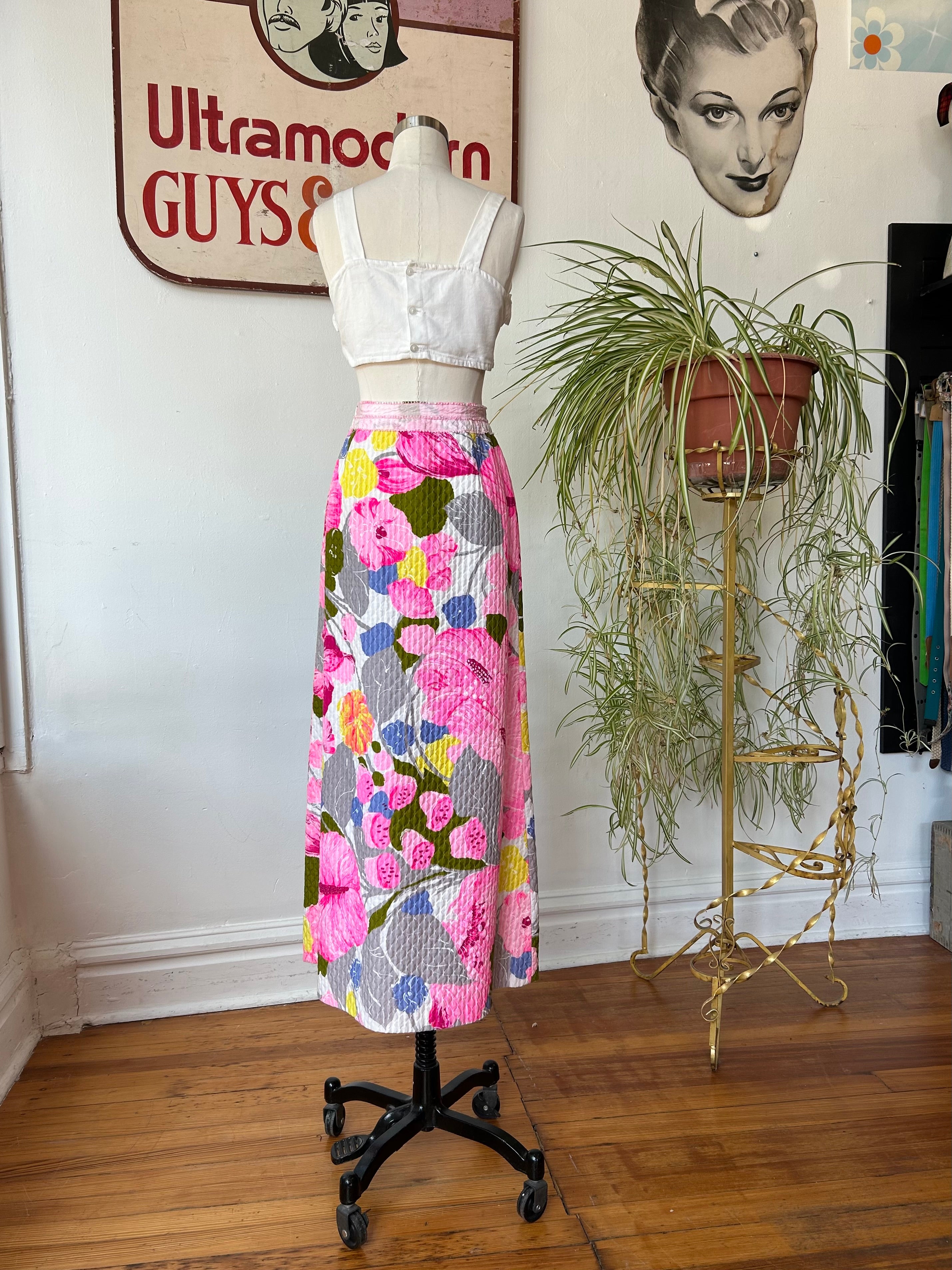 60’s Vibrant Pink Quilted Maxi