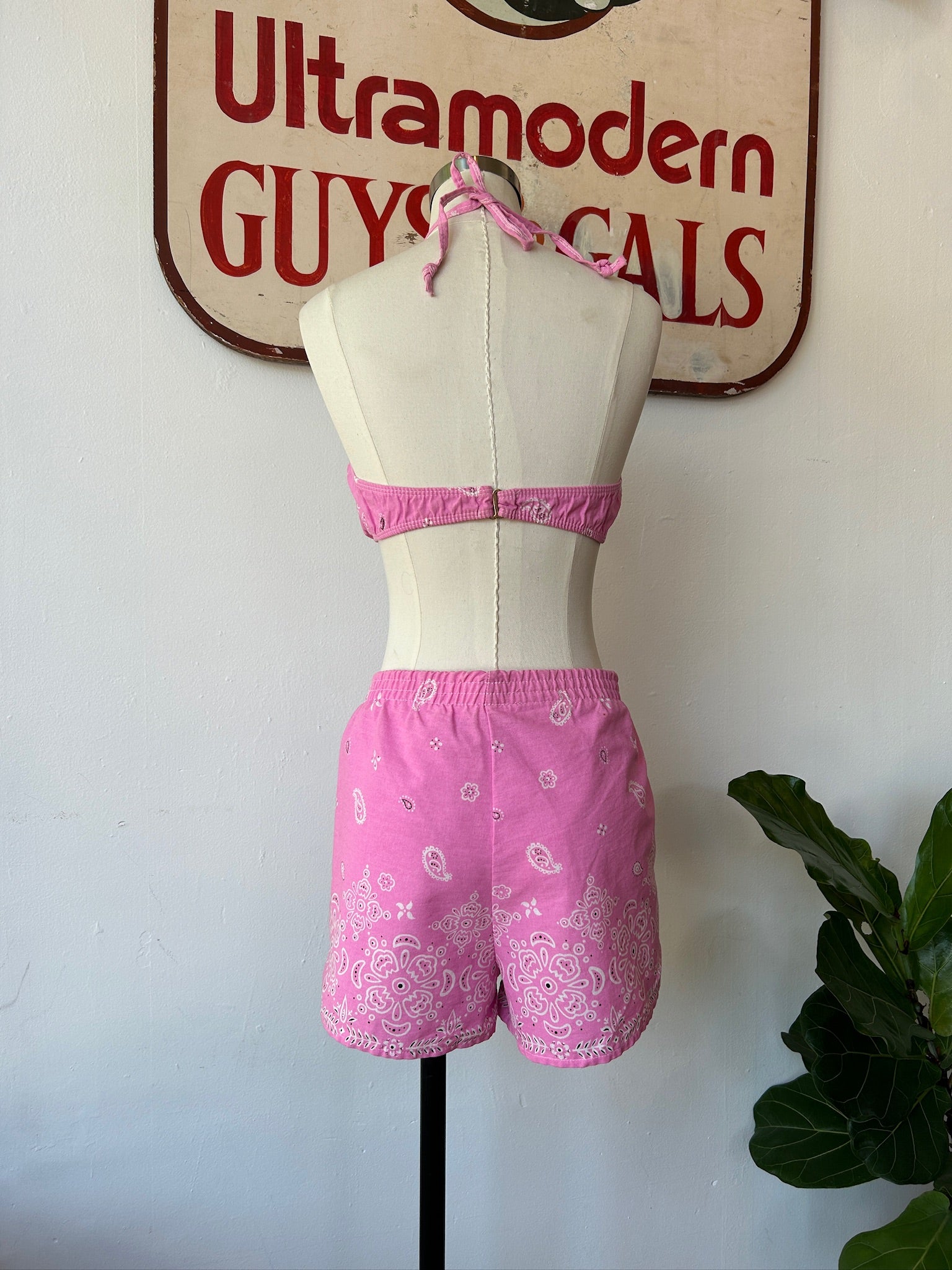 Pink Bandana Print 2 Piece Swimsut