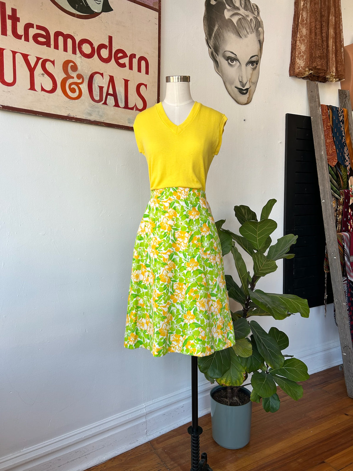 1980’s Gold & Green Lilly Pulitzer Skirt