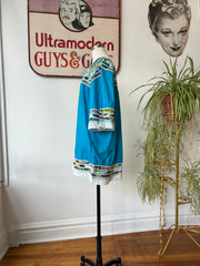 Blue Mini Dress w/Colorful Trim