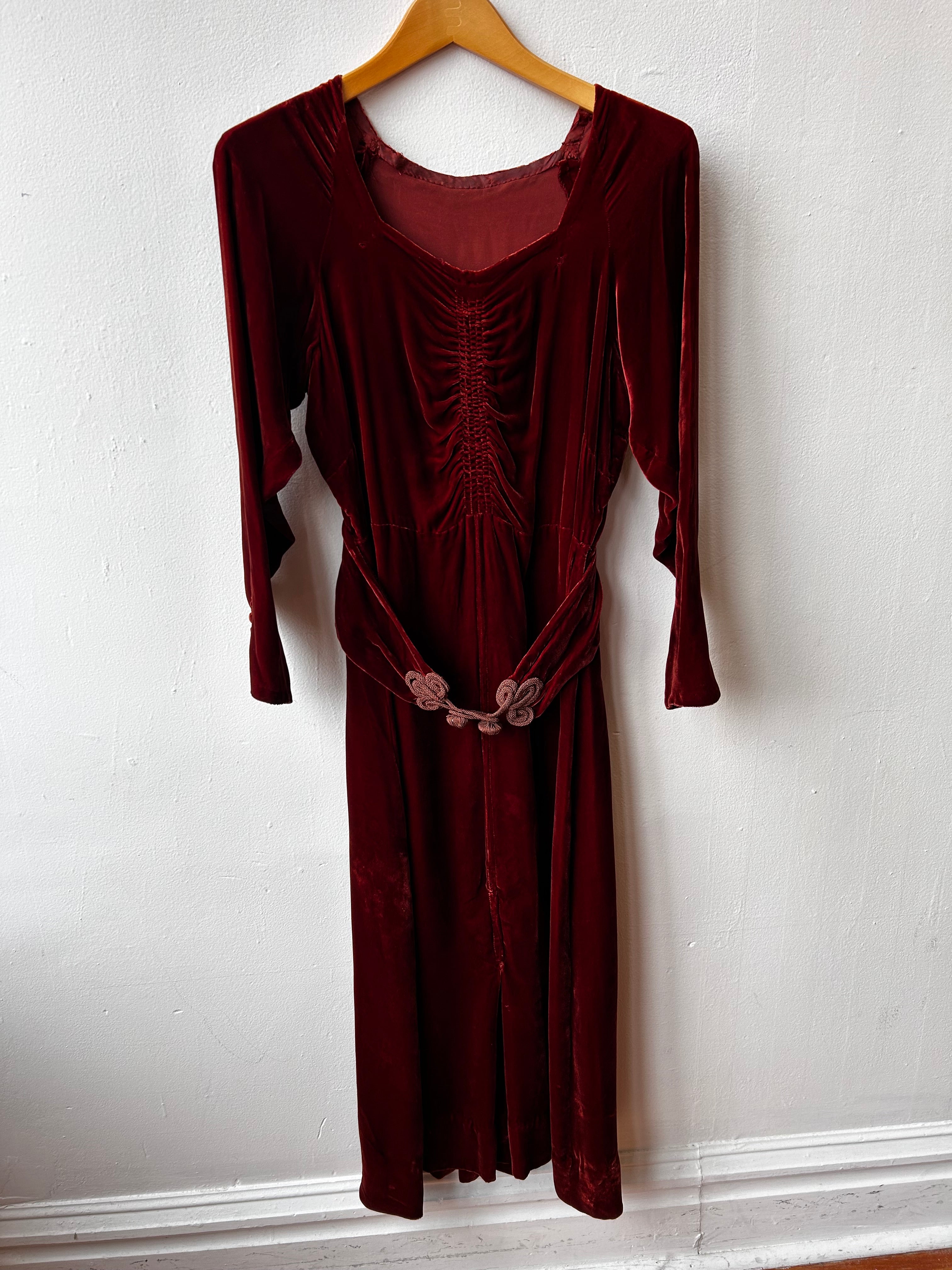 1930’s Burnt Orange Velvet Dress