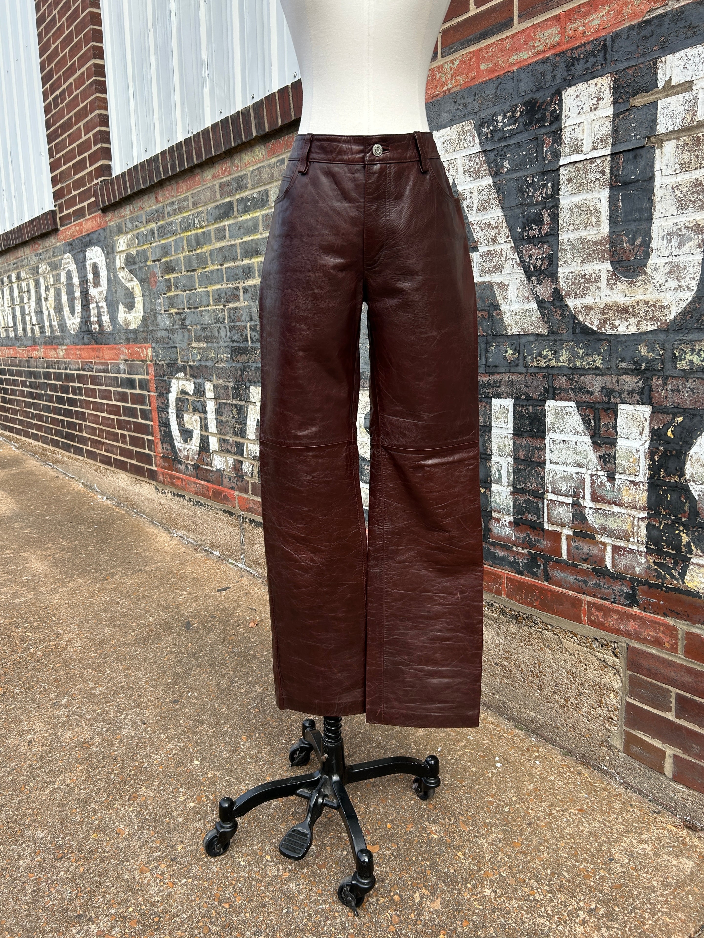 Classic Brown Leather Pants