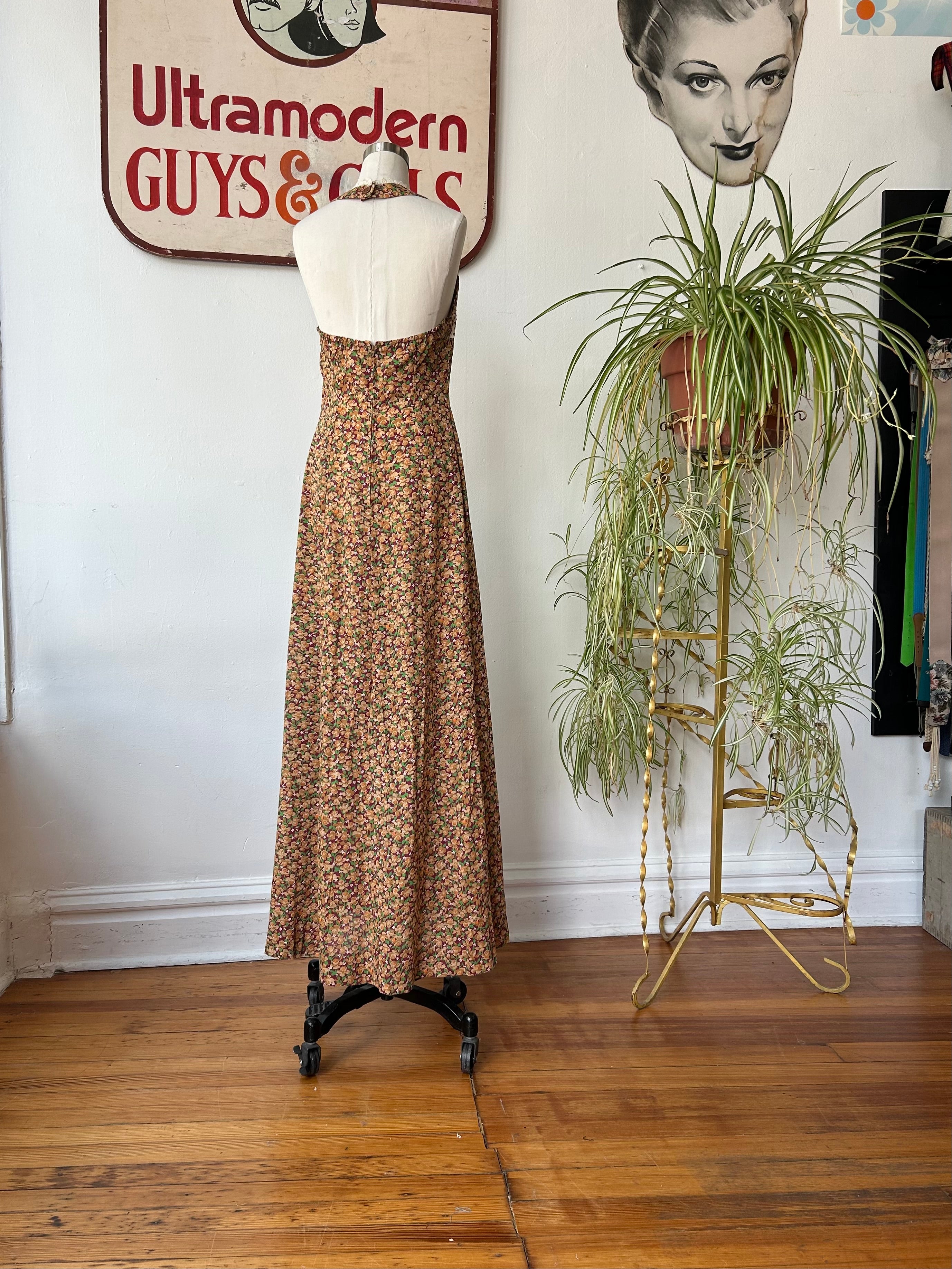 Sweet floral print halter dress