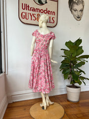 1950’s Pink Floral Full Skirt Dress