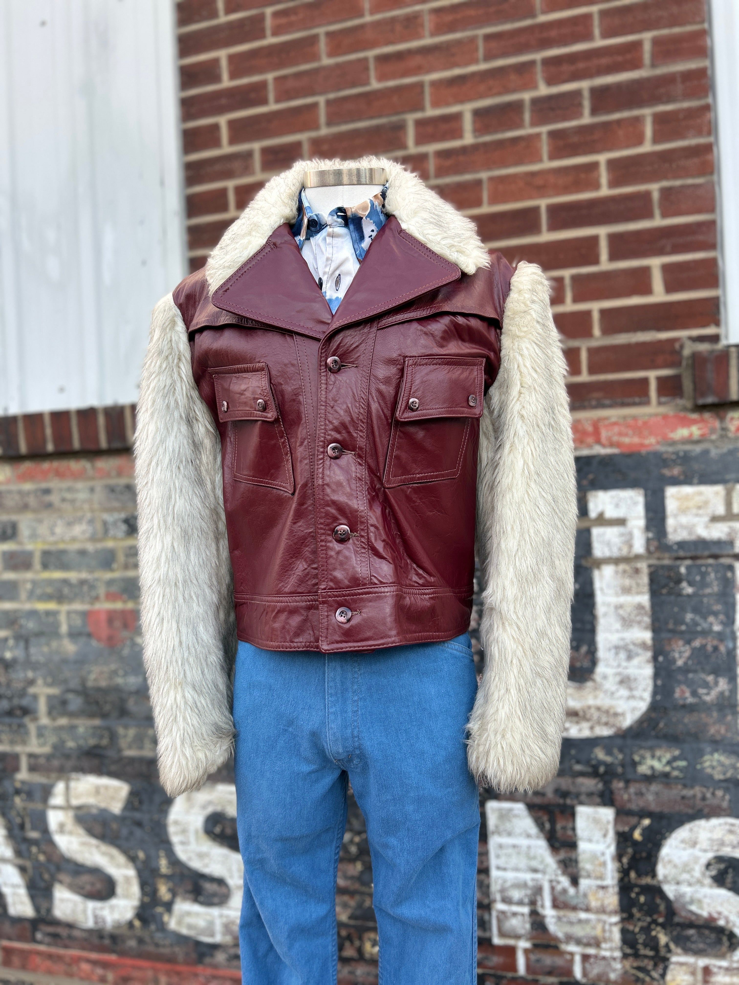 Funky 70’s Leather & Faux Fur Jacket