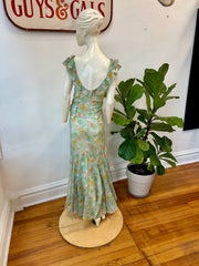 1930’s Sheer Floral Print Bias Cut Dress