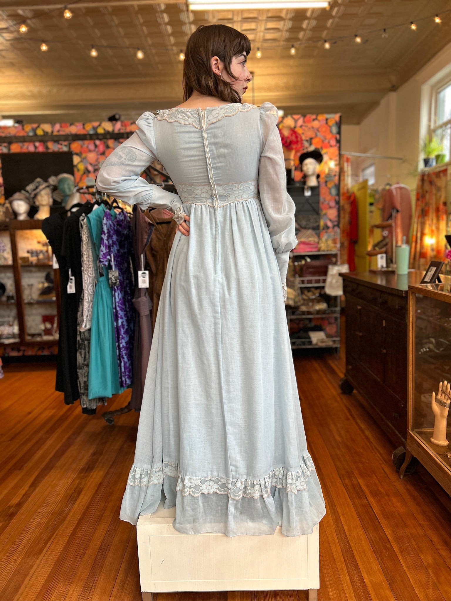 1970’s Pale Blue Gunne Sax Maxi Dress