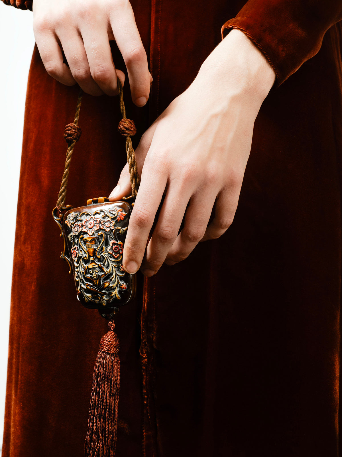 1920’s Carved Celluloid Compact w/Lipstick