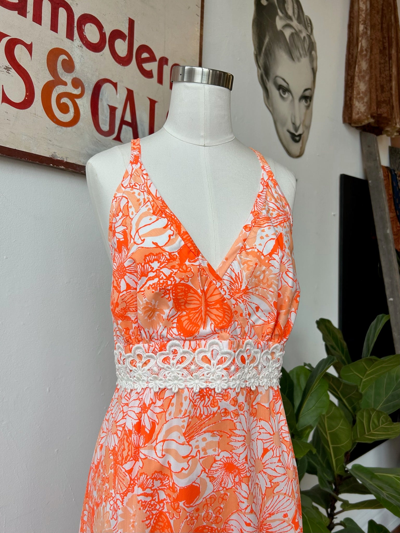 Shades of Orange Floral & Butterfly Print Lilly Pulitzer Dress