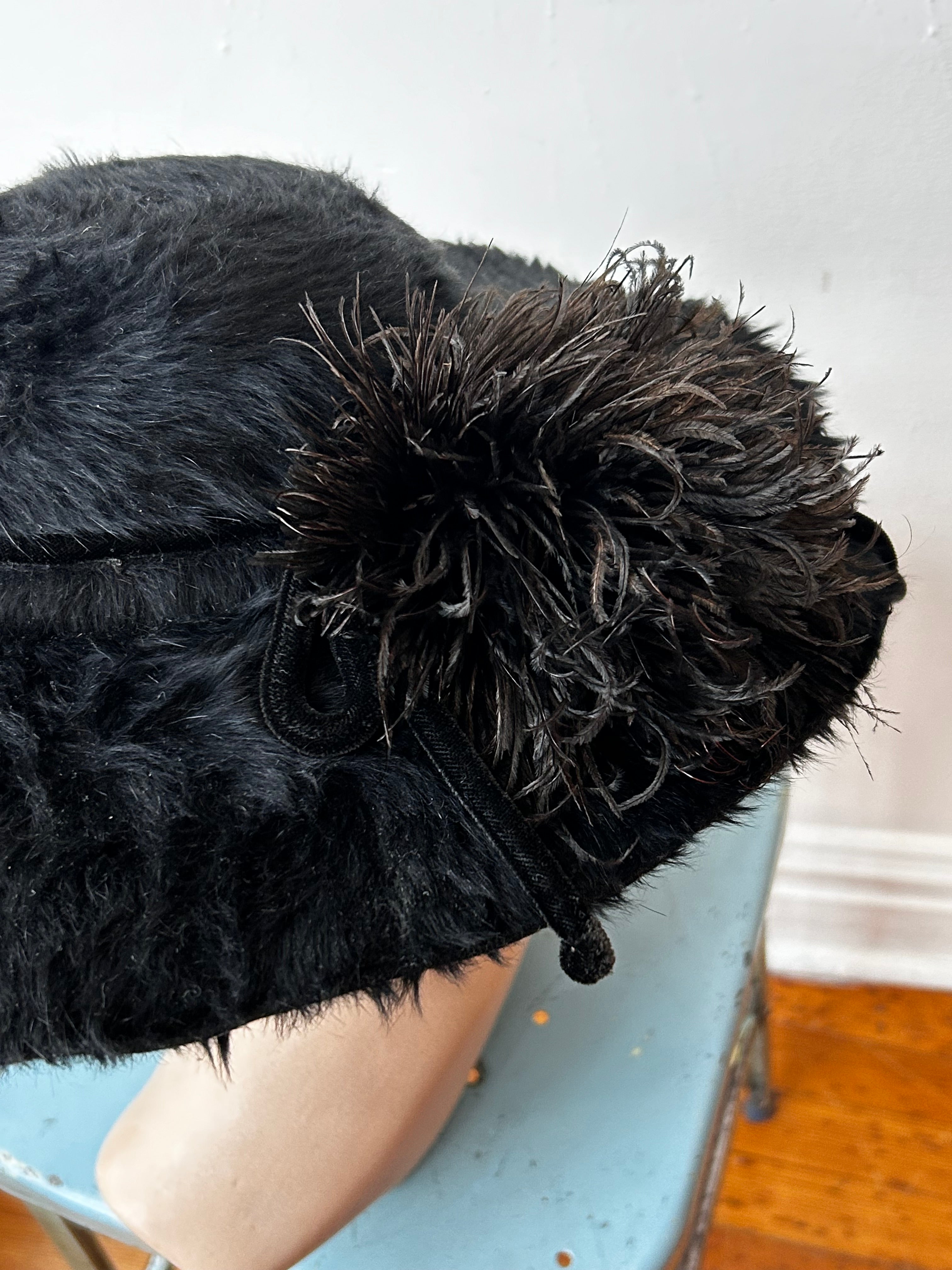 Early 1900’s Black Fur Felt Picture Hat
