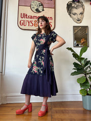 Navy Floral Print Dress