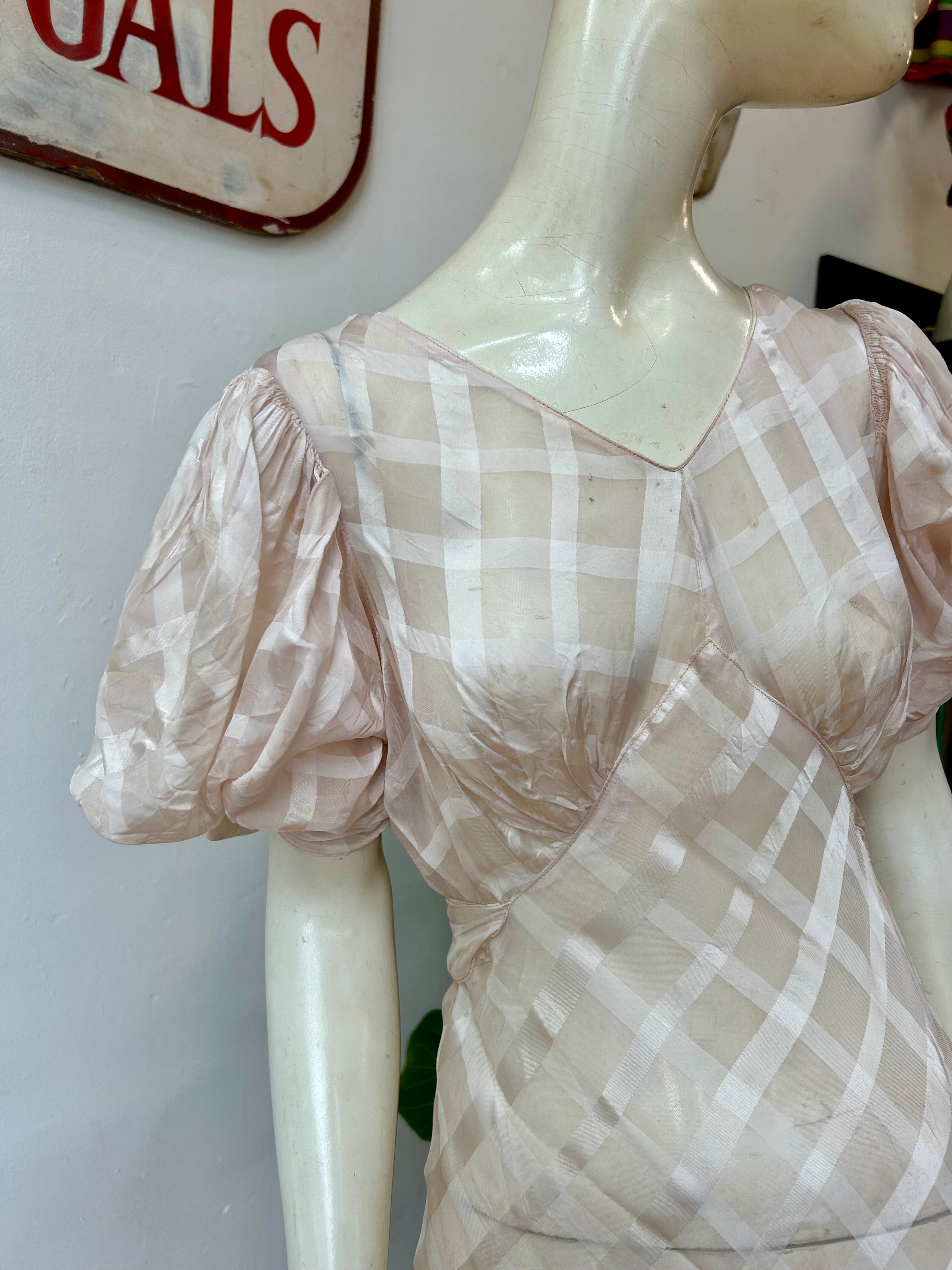 Amazing 1930’s Puff Sleeve Slip Dress