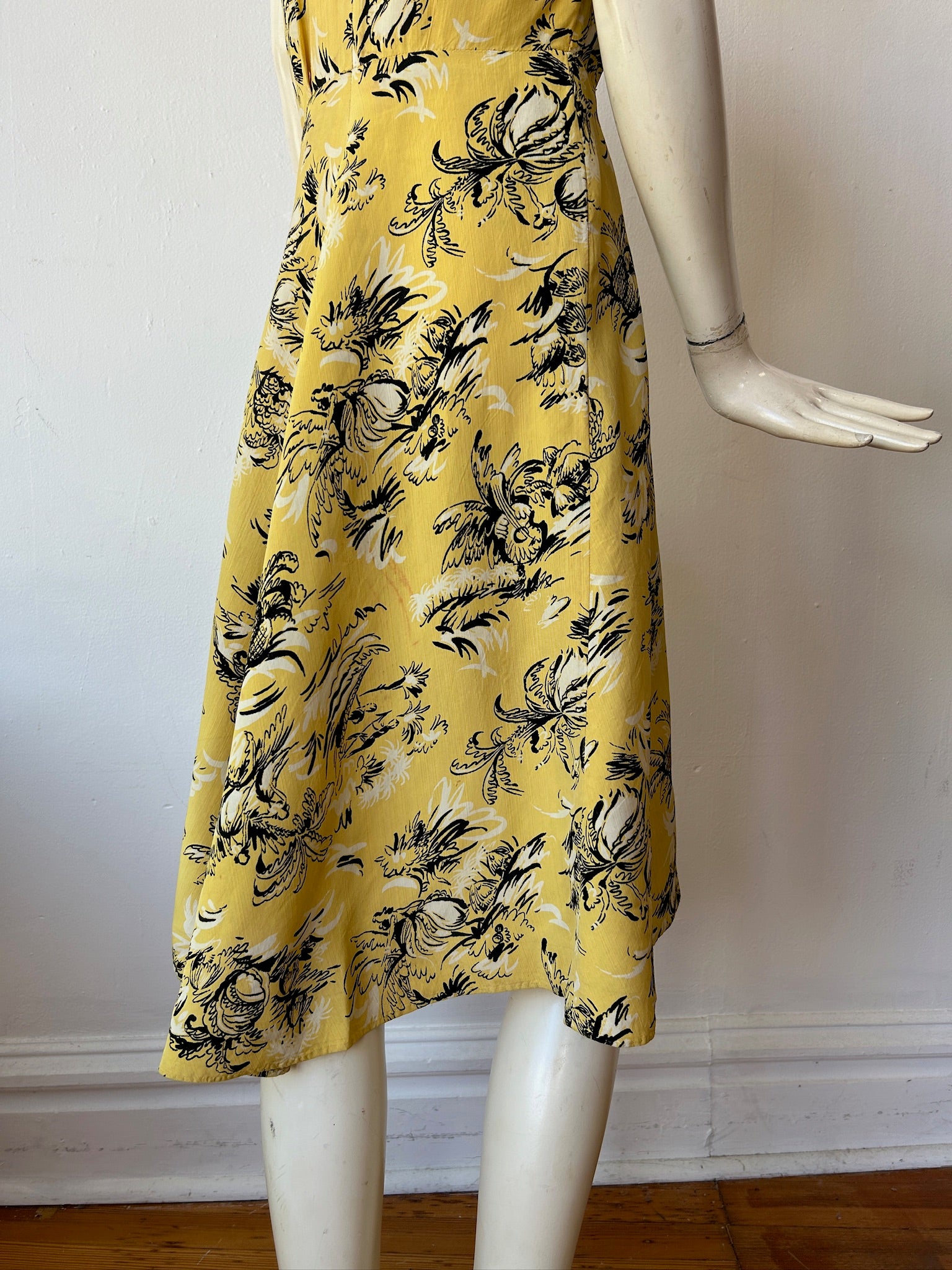 Yellow & Black Print 40’s Dress