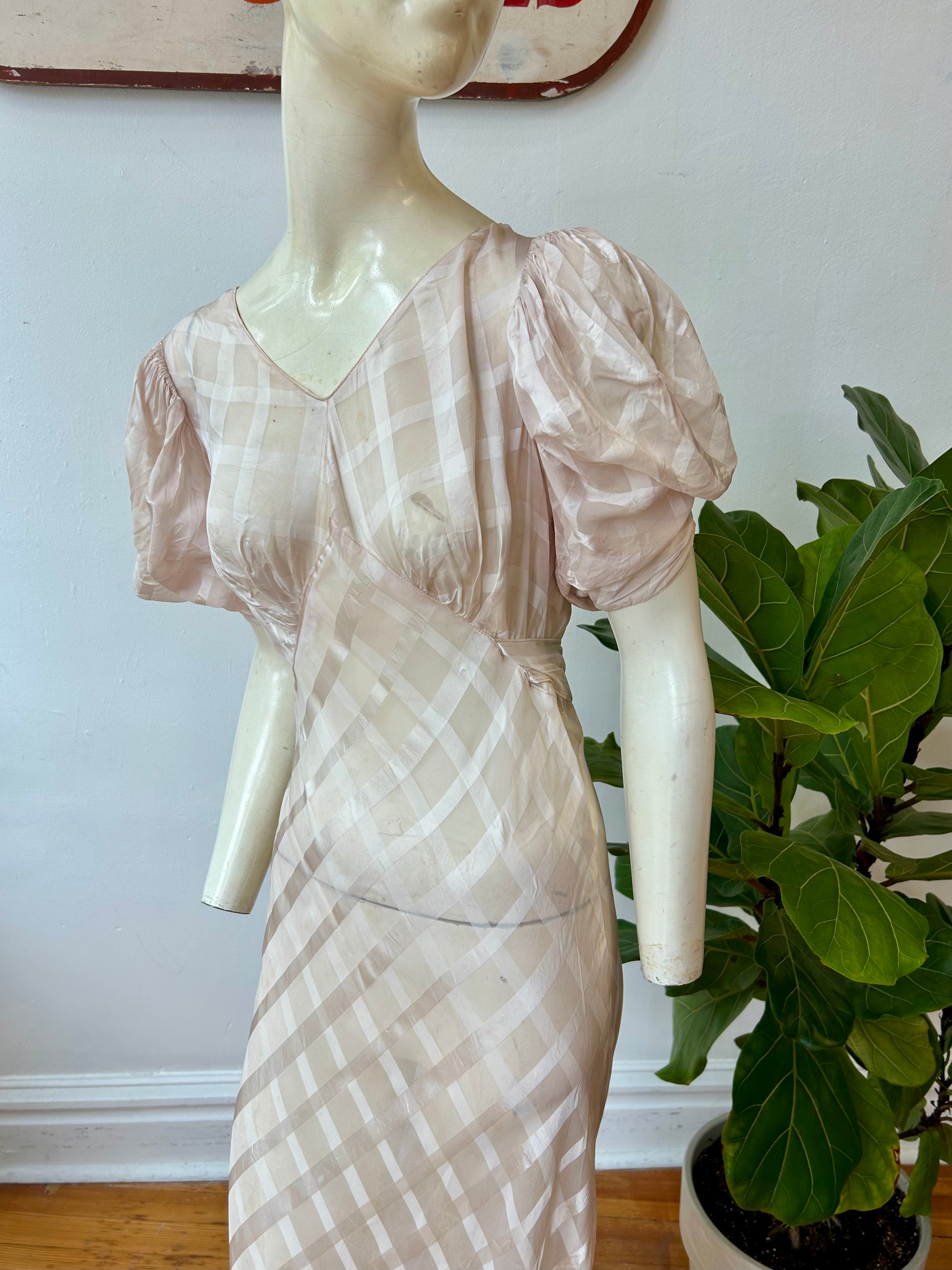 Amazing 1930’s Puff Sleeve Slip Dress