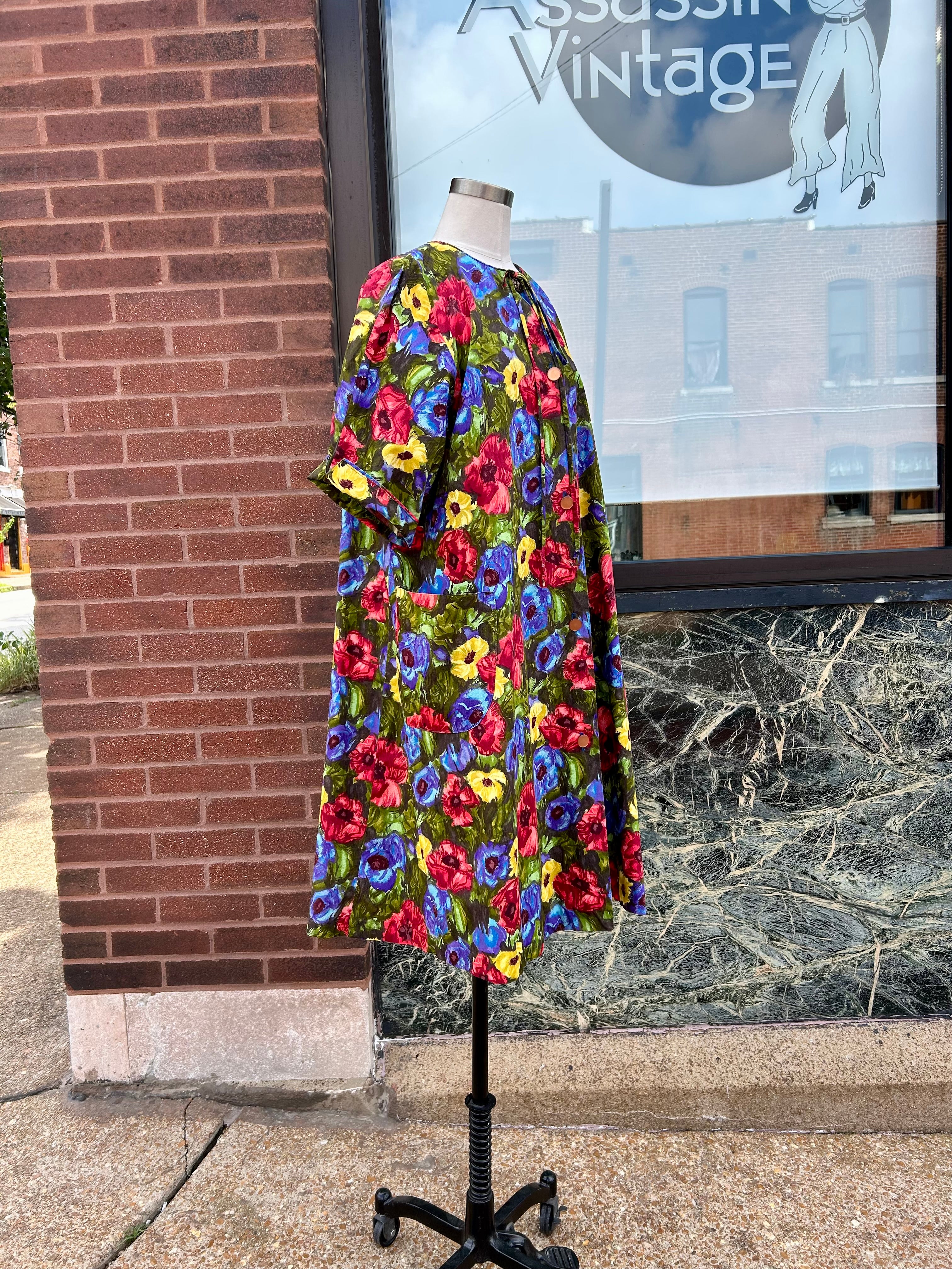 Colorful Floral Swing Smock Dress